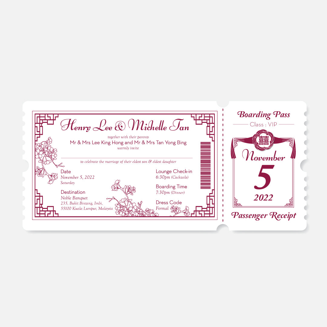 Boarding Pass Wedding Invitation