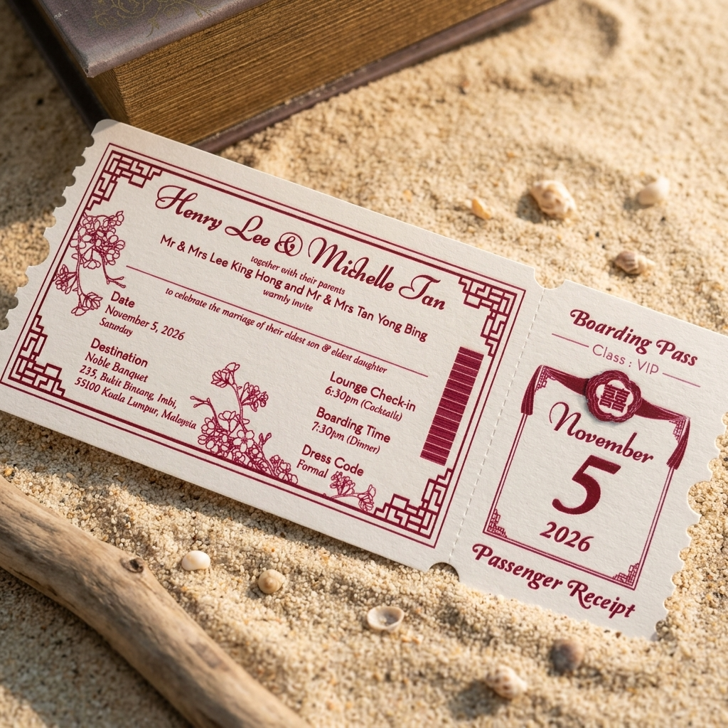 Boarding pass invitations theme also symbolically convey it so well that life is a journey where each moment must be fully lived and enjoyed.