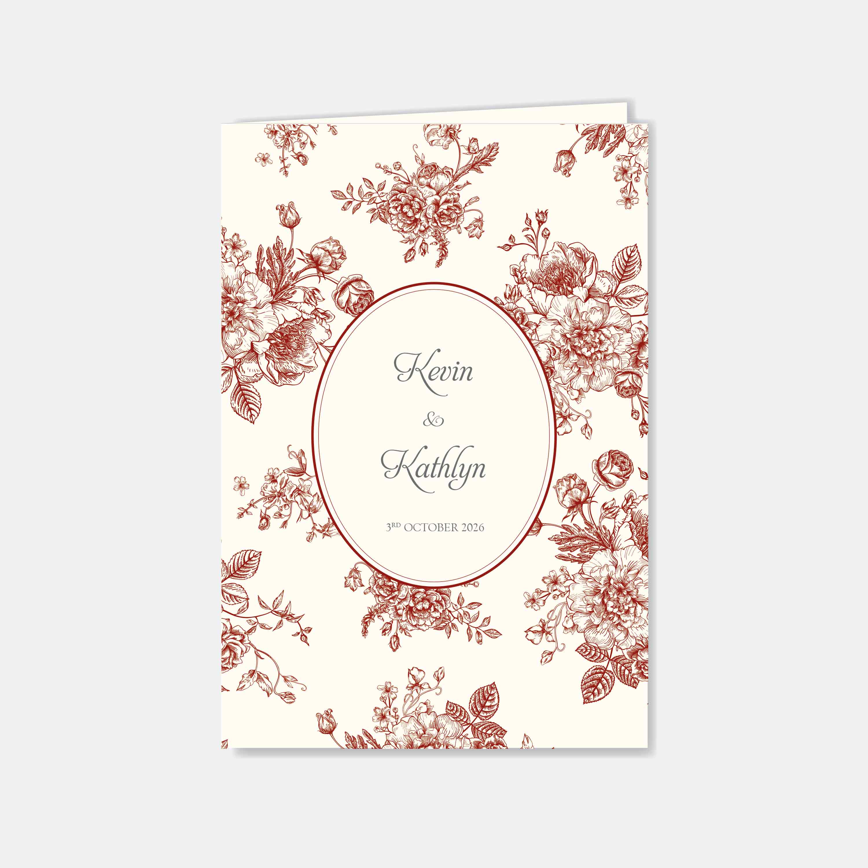 Floral design with 'Kevin & Kathlyn' text on a white background