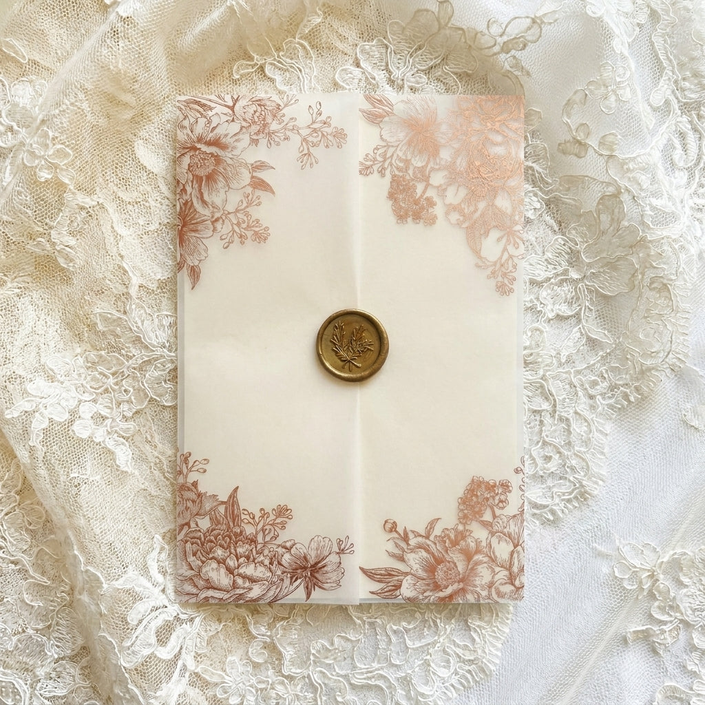 Real foil wedding invitations add a striking, metallic shine and a luxurious, tactile feel to your stationery that cannot be replicated by standard digital printing. Real foil uses heat and pressure to bond true metallic material directly onto your paper or cardstock.