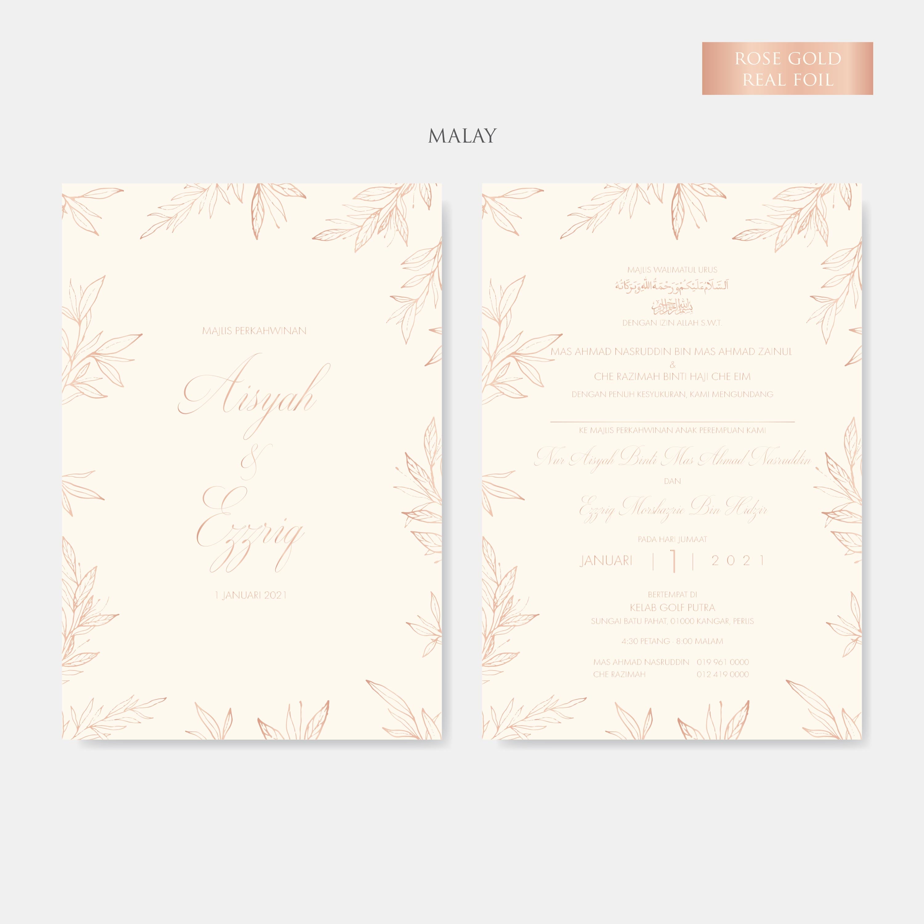 Real Foil Wedding Invitation
