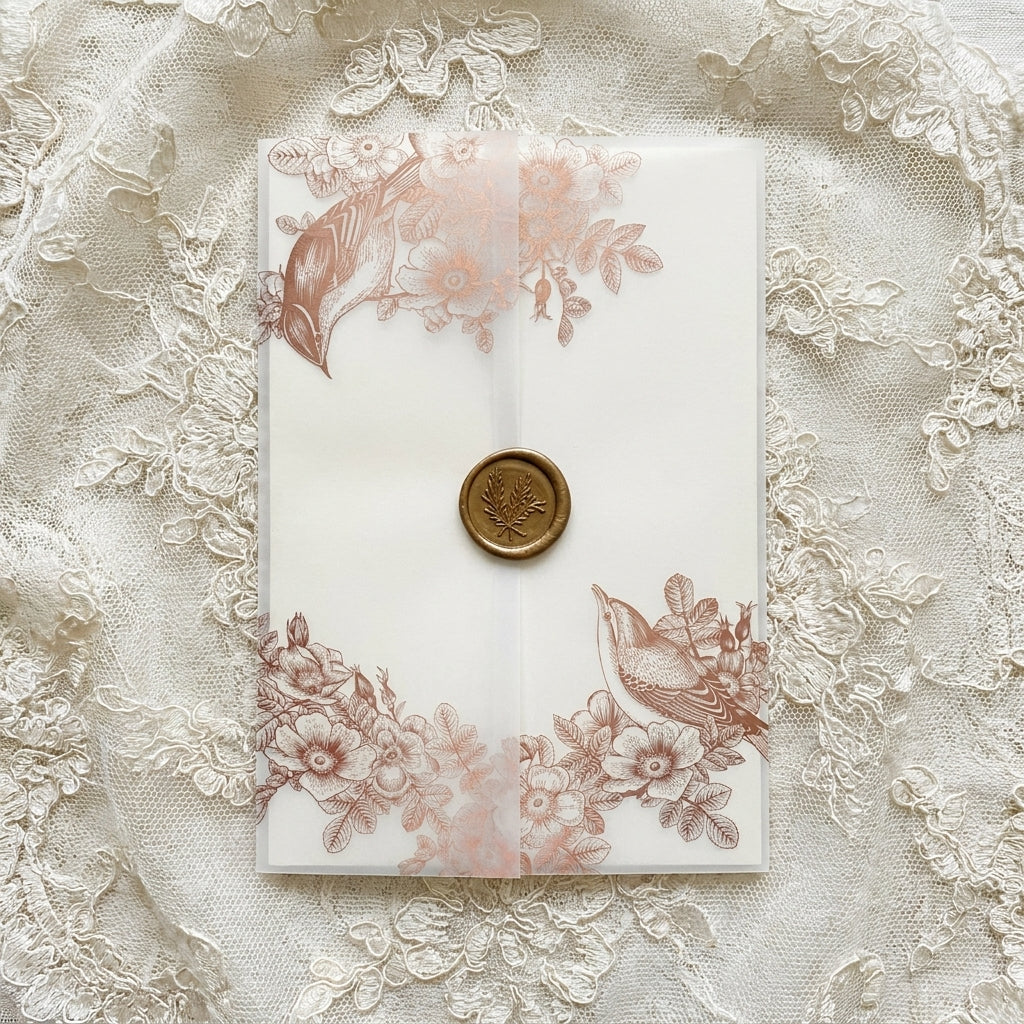 Real foil wedding invitations add a striking, metallic shine and a luxurious, tactile feel to your stationery that cannot be replicated by standard digital printing. Real foil uses heat and pressure to bond true metallic material directly onto your paper or cardstock.