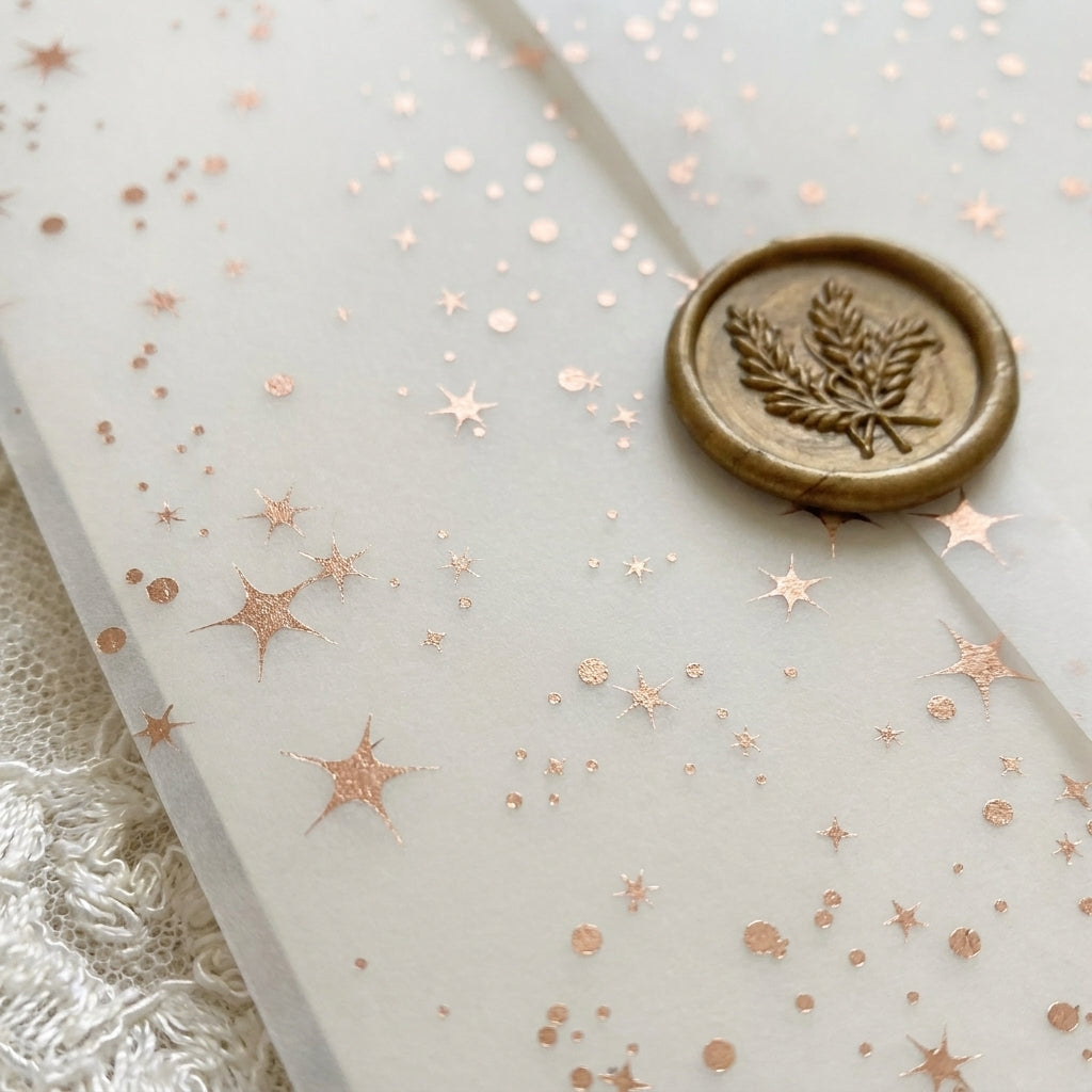 Real foil wedding invitations add a striking, metallic shine and a luxurious, tactile feel to your stationery that cannot be replicated by standard digital printing. Real foil uses heat and pressure to bond true metallic material directly onto your paper or cardstock.