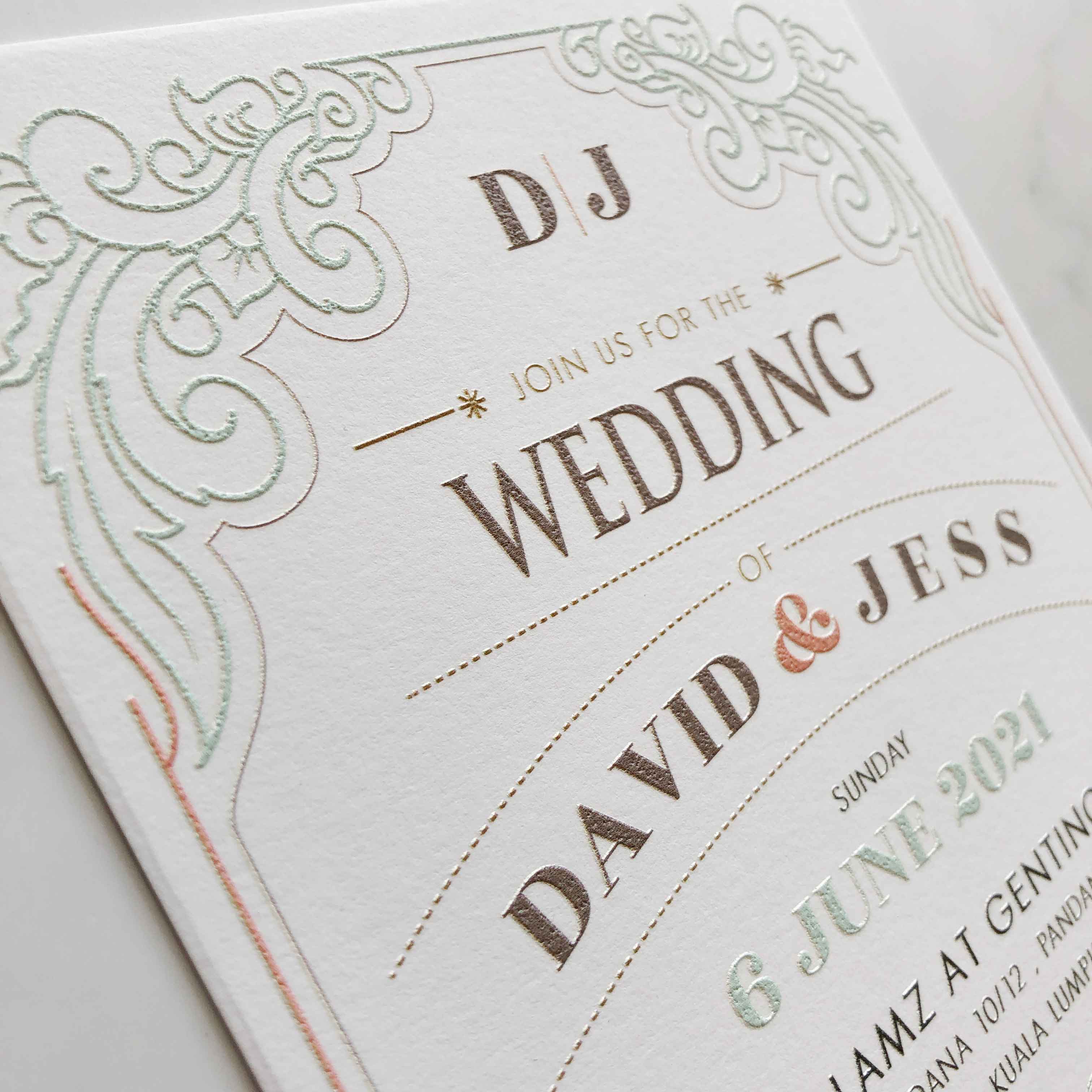 Raised Print Wedding Invitations deliver an aesthetic finishing and unmatchable texture whilst promising an appealing and alluring visual impact as well as a lasting impression upon touch with its elevated features.