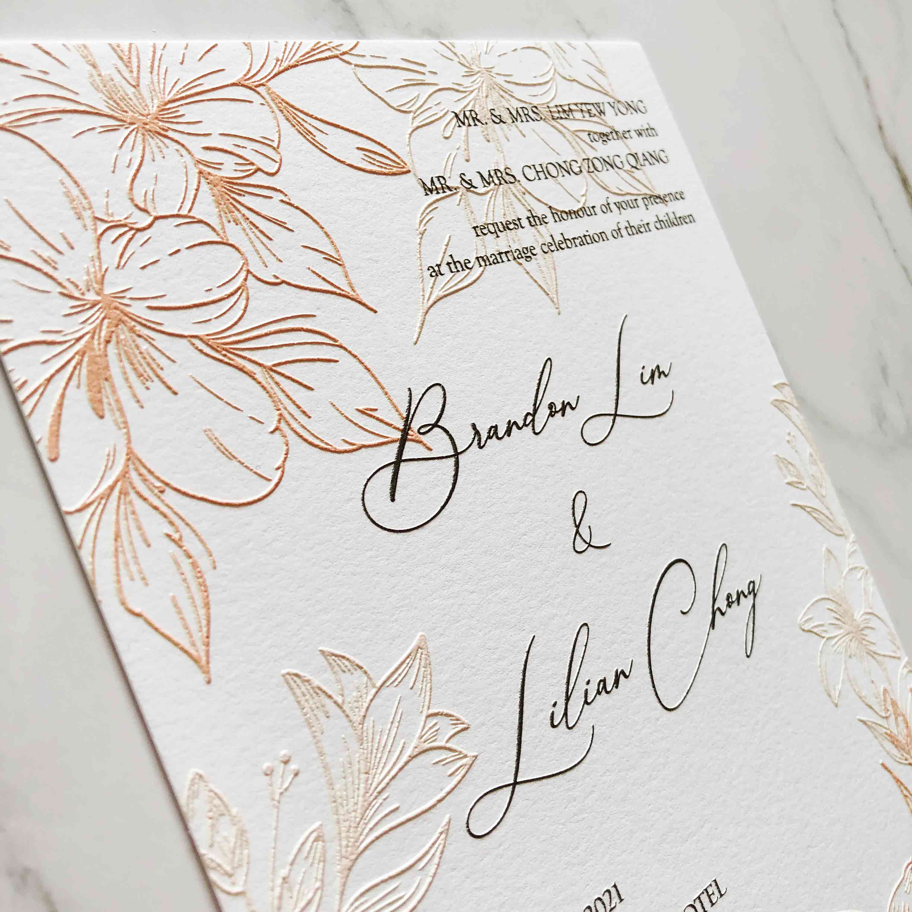 Raised Print Wedding Invitations deliver an aesthetic finishing and unmatchable texture whilst promising an appealing and alluring visual impact as well as a lasting impression upon touch with its elevated features.