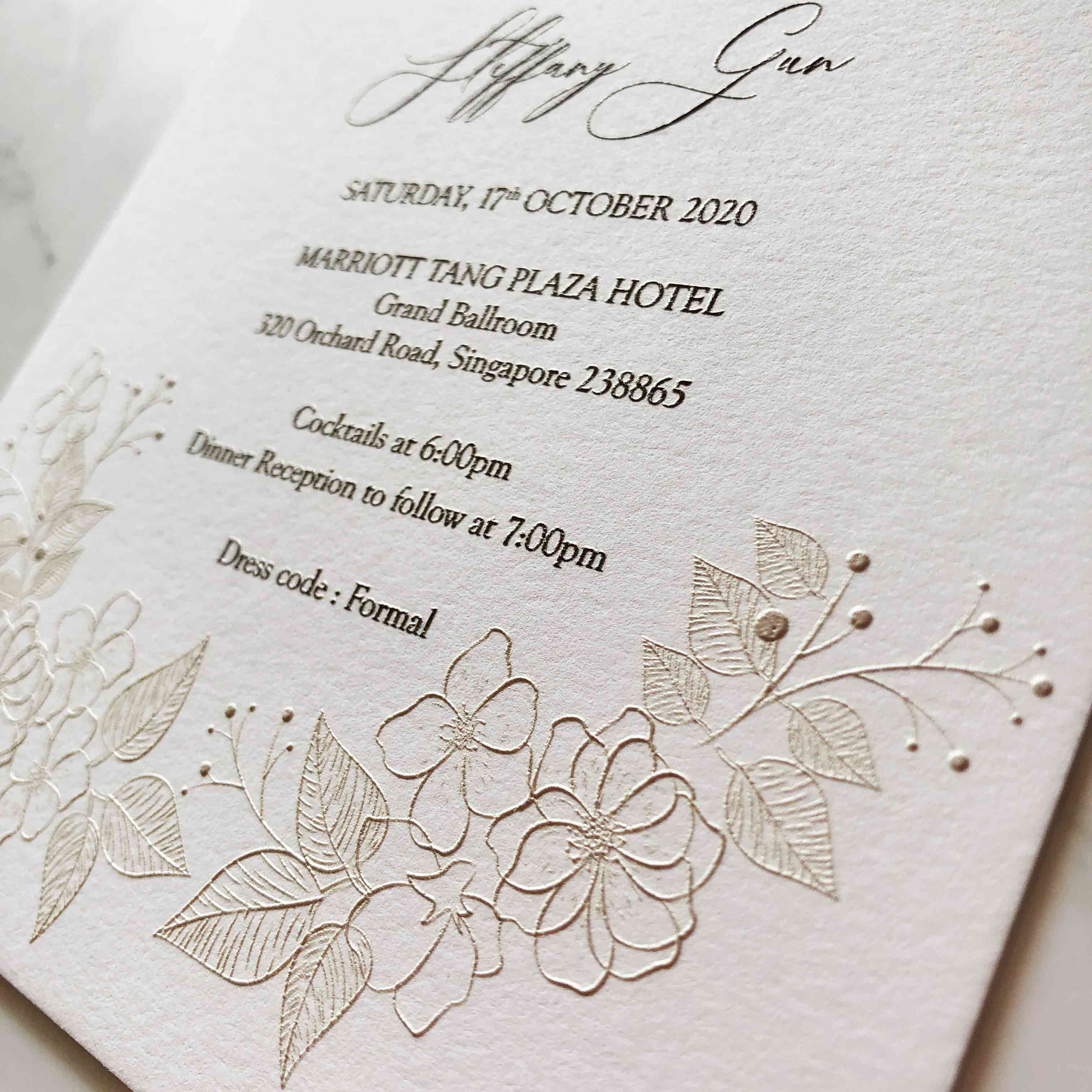 Raised Print Wedding Invitations deliver an aesthetic finishing and unmatchable texture whilst promising an appealing and alluring visual impact as well as a lasting impression upon touch with its elevated features.