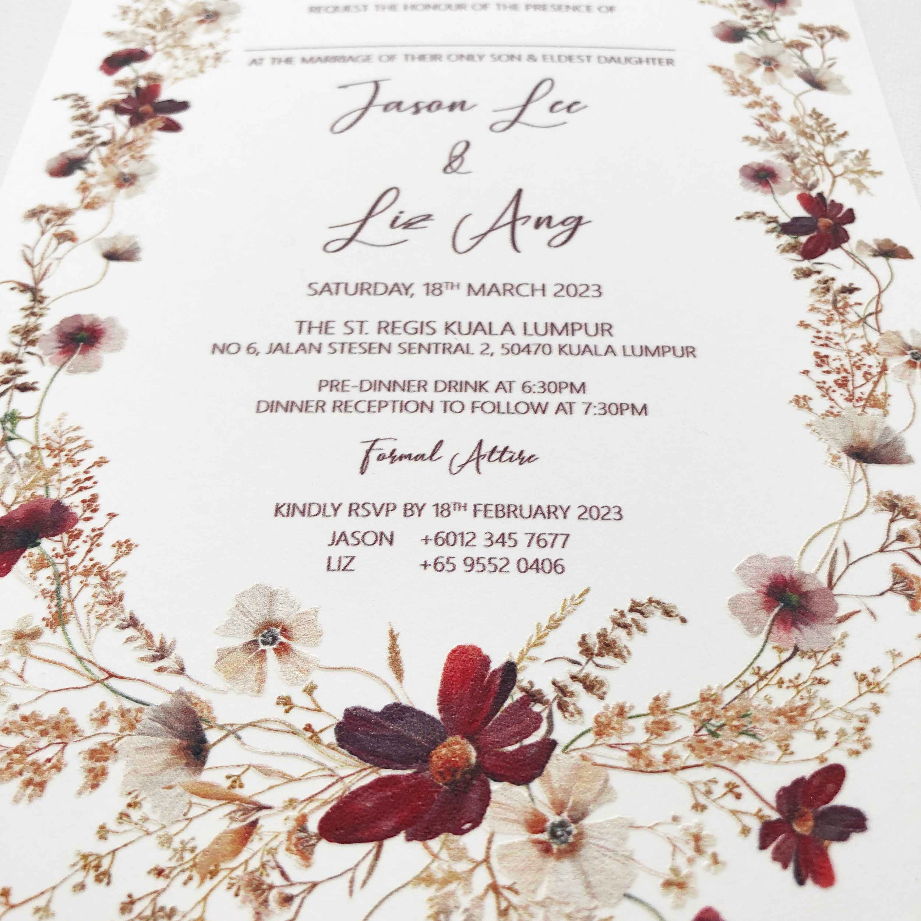 Raised Print Wedding Invitations deliver an aesthetic finishing and unmatchable texture whilst promising an appealing and alluring visual impact as well as a lasting impression upon touch with its elevated features.