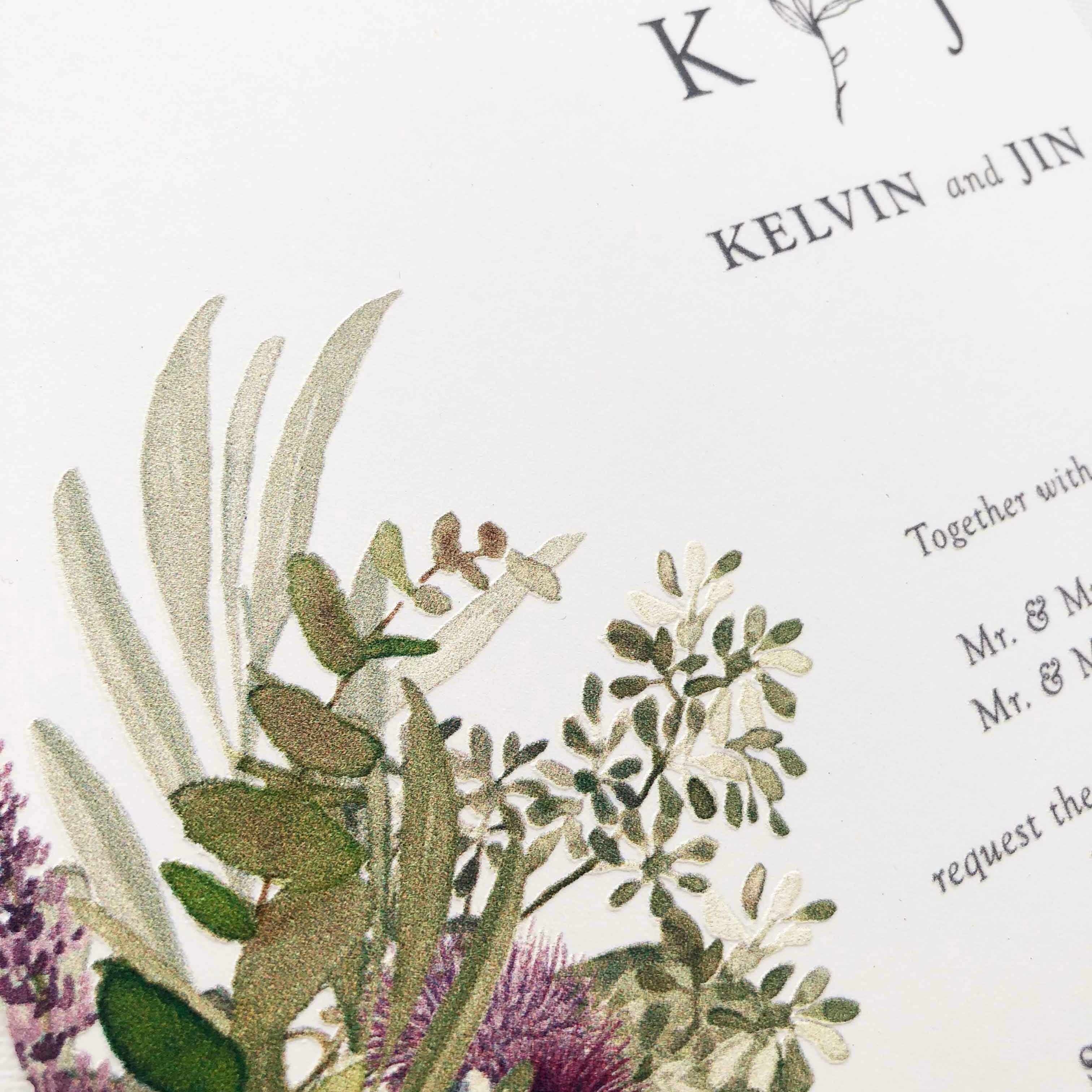 Raised Print Wedding Invitations deliver an aesthetic finishing and unmatchable texture whilst promising an appealing and alluring visual impact as well as a lasting impression upon touch with its elevated features.