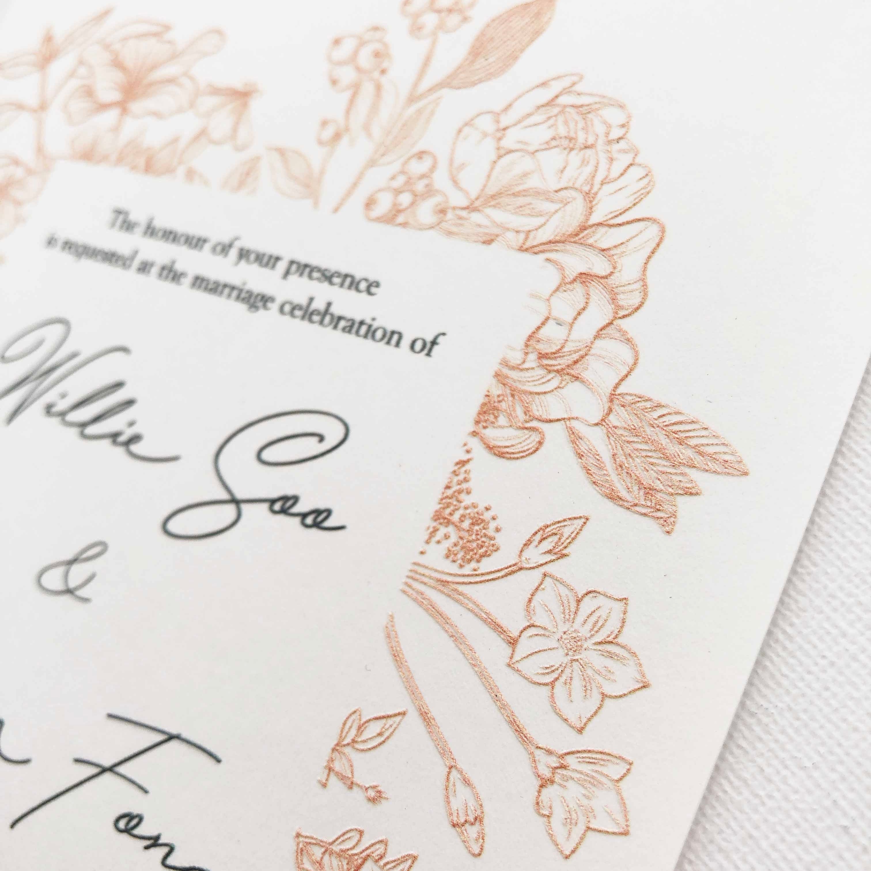 Raised Print Wedding Invitations deliver an aesthetic finishing and unmatchable texture whilst promising an appealing and alluring visual impact as well as a lasting impression upon touch with its elevated features.
