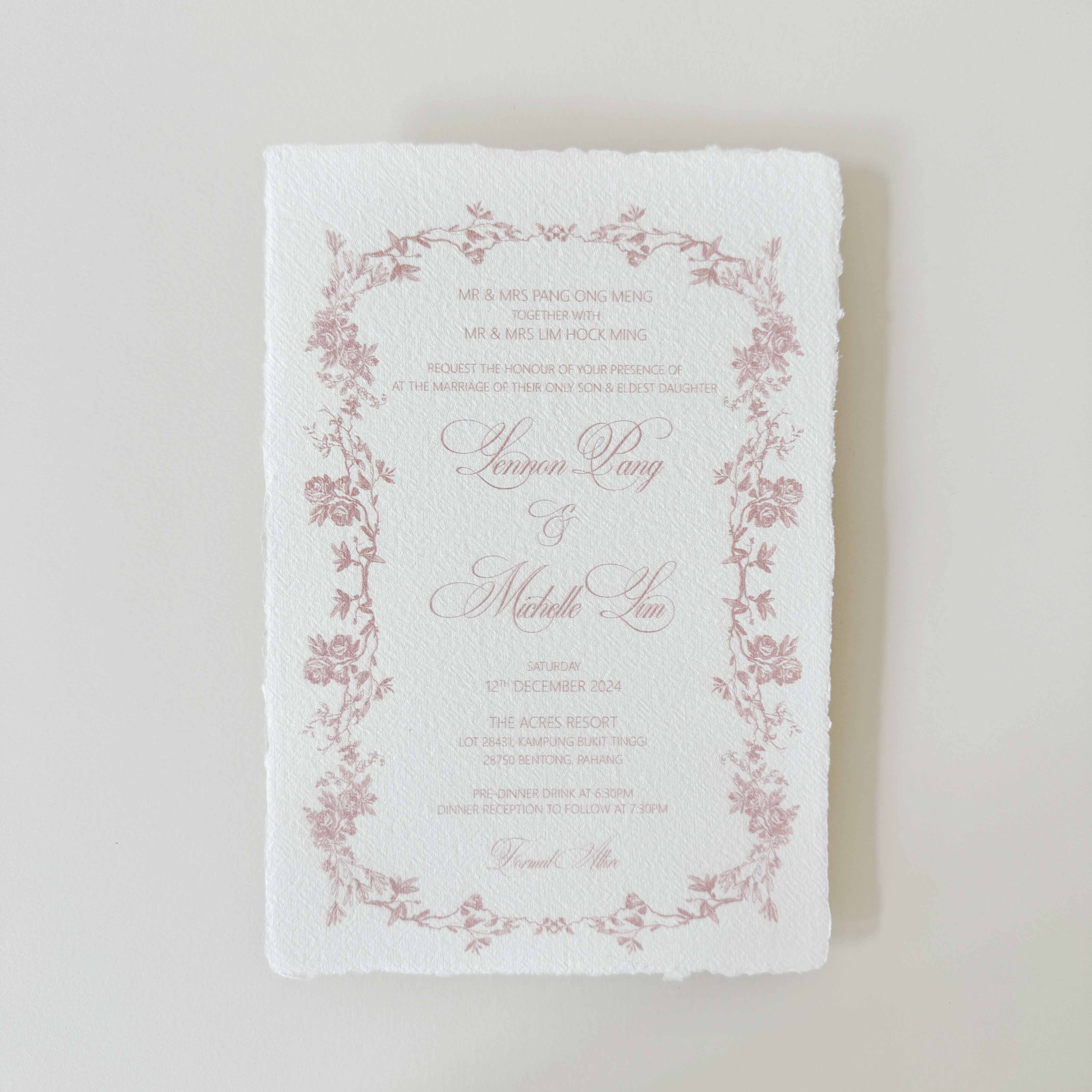 Handmade Paper Wedding Invitation