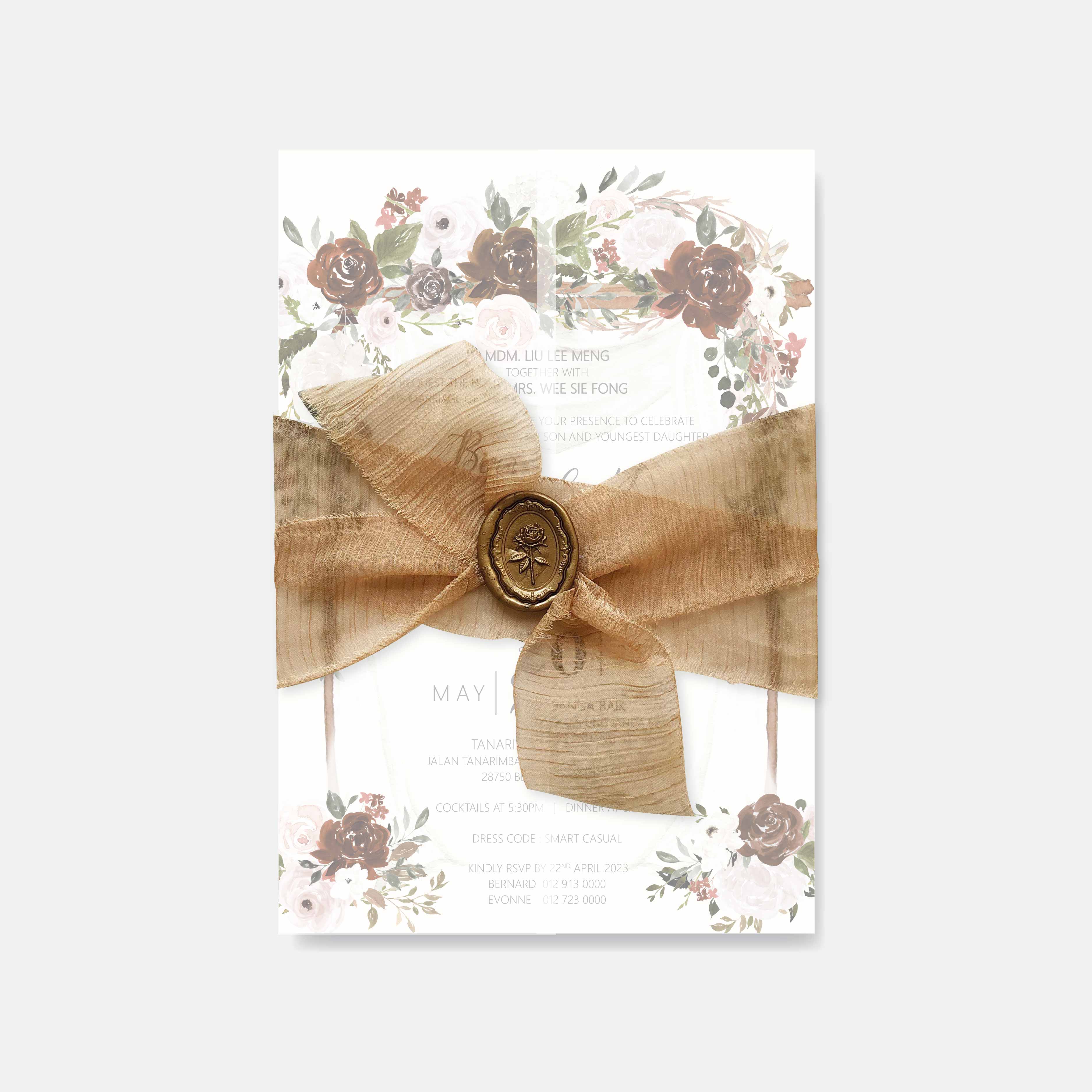 Chiffon Ribbon Wedding Invitation