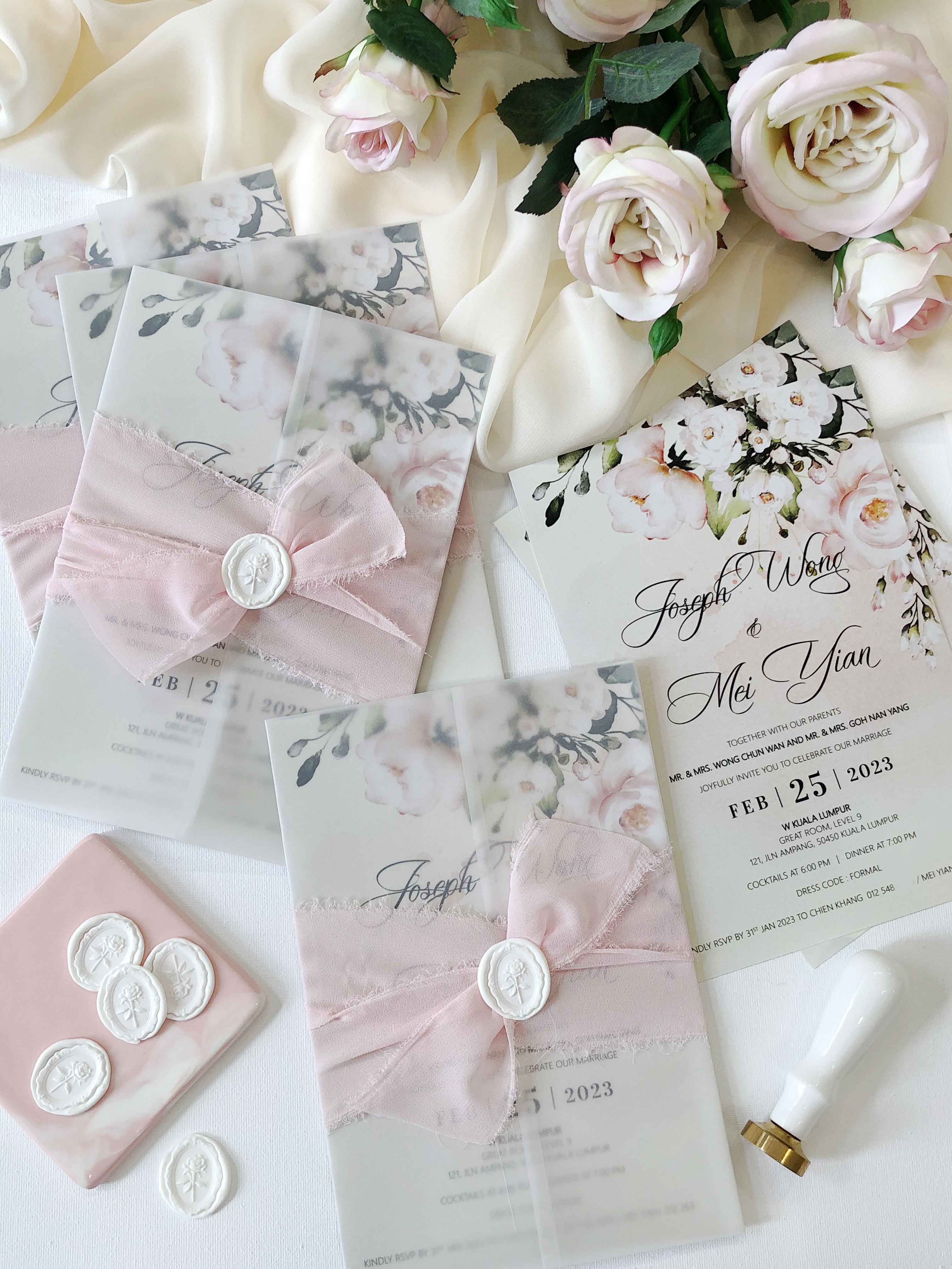 Chiffon Ribbon Wedding Invitation