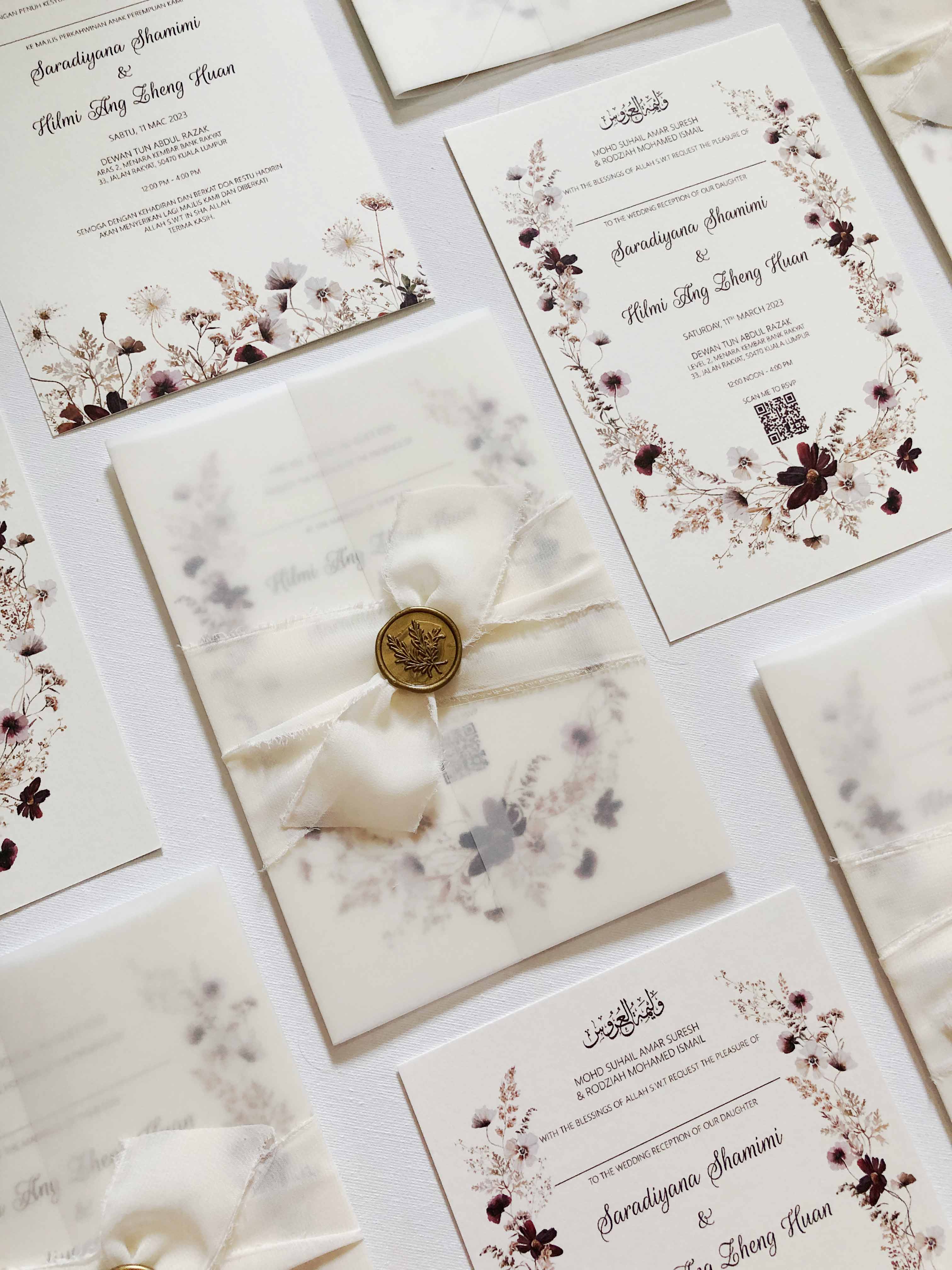 Chiffon Ribbon Wedding Invitation