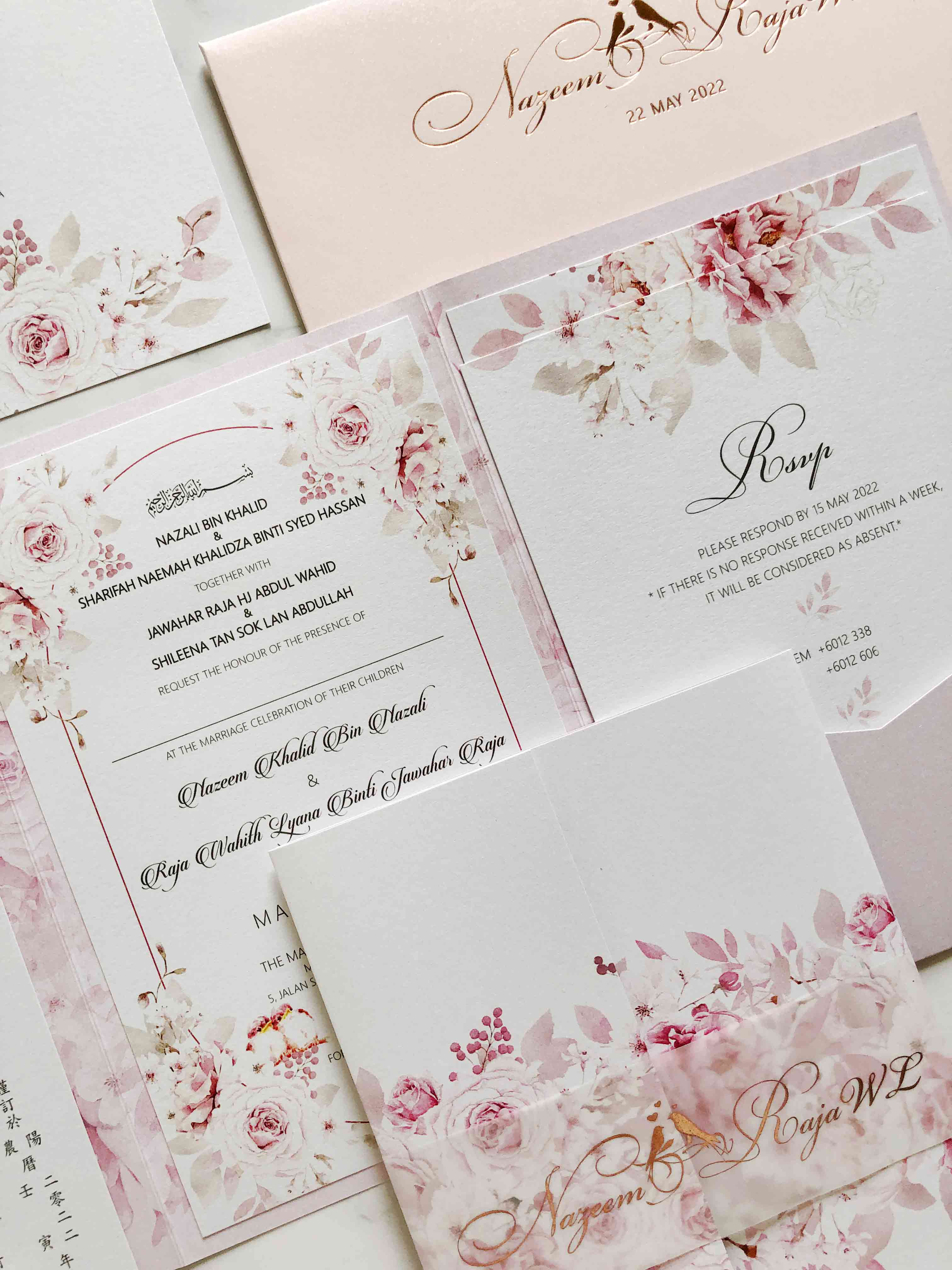 Keepsake Folded Pocket Wedding Invitation | No. 030 Nazeem & Raja WL