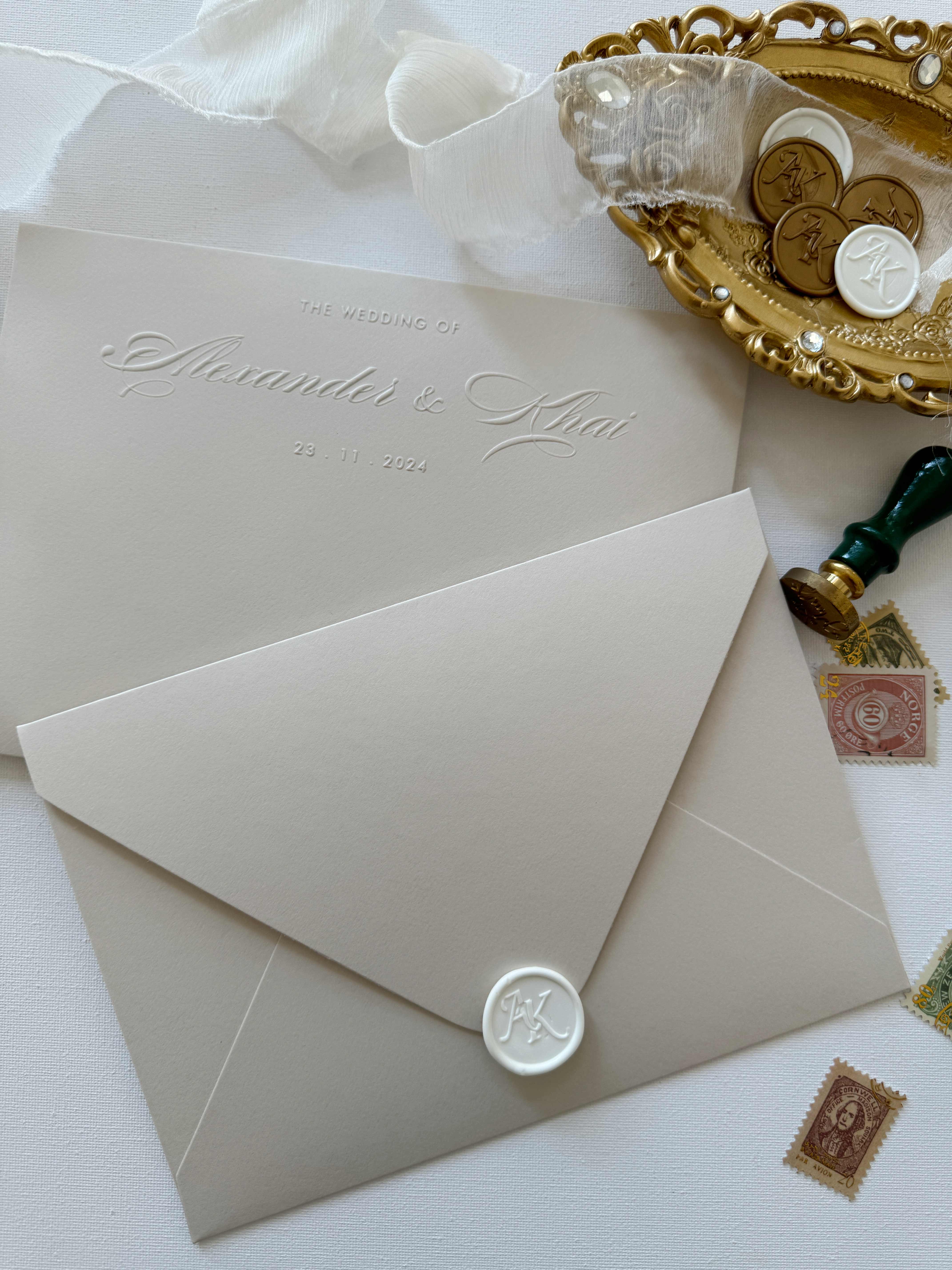 Keepsake Raised Print Wedding Invitation | No. 022 Alexander & Khai