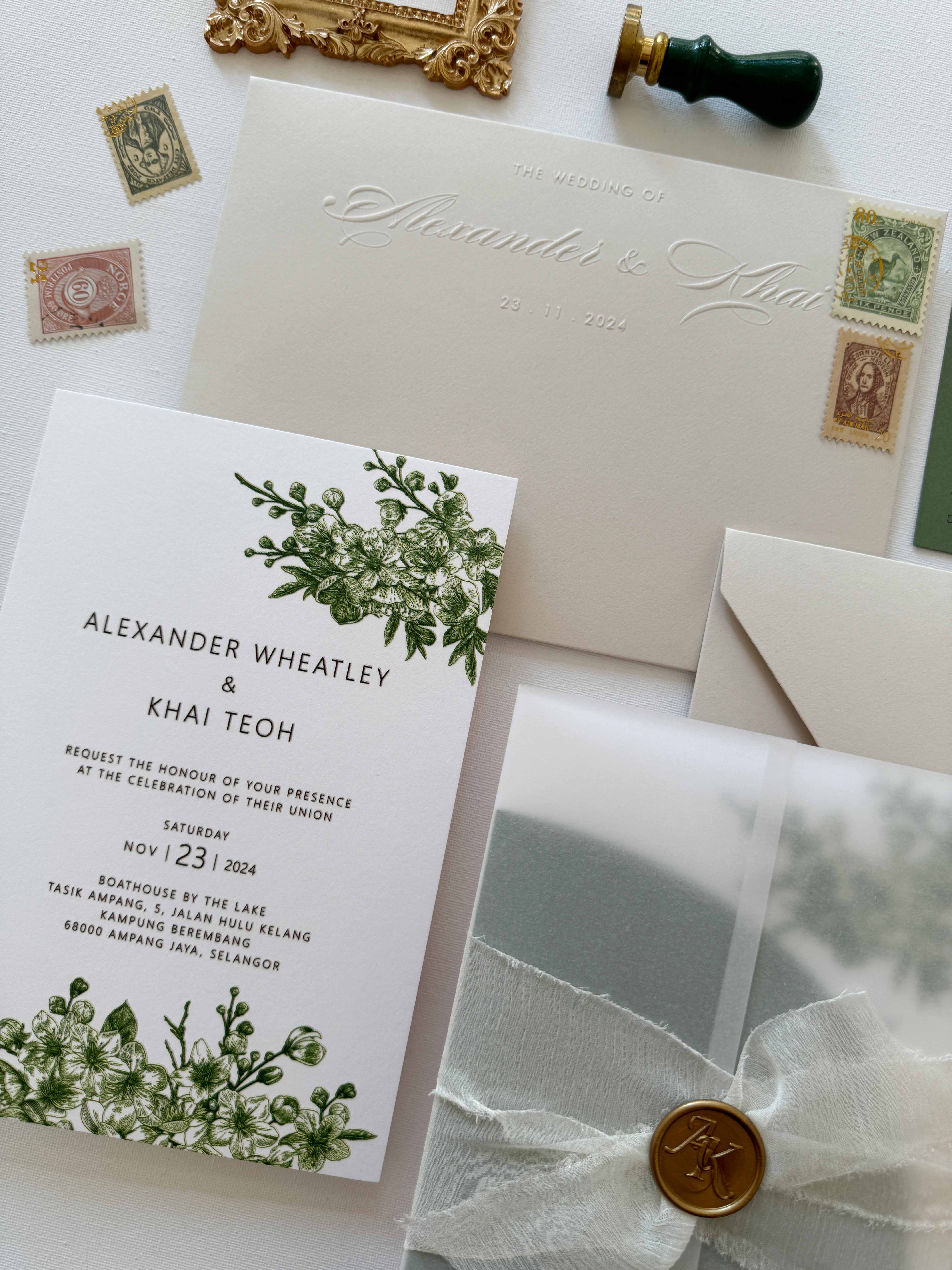 Keepsake Raised Print Wedding Invitation | No. 022 Alexander & Khai