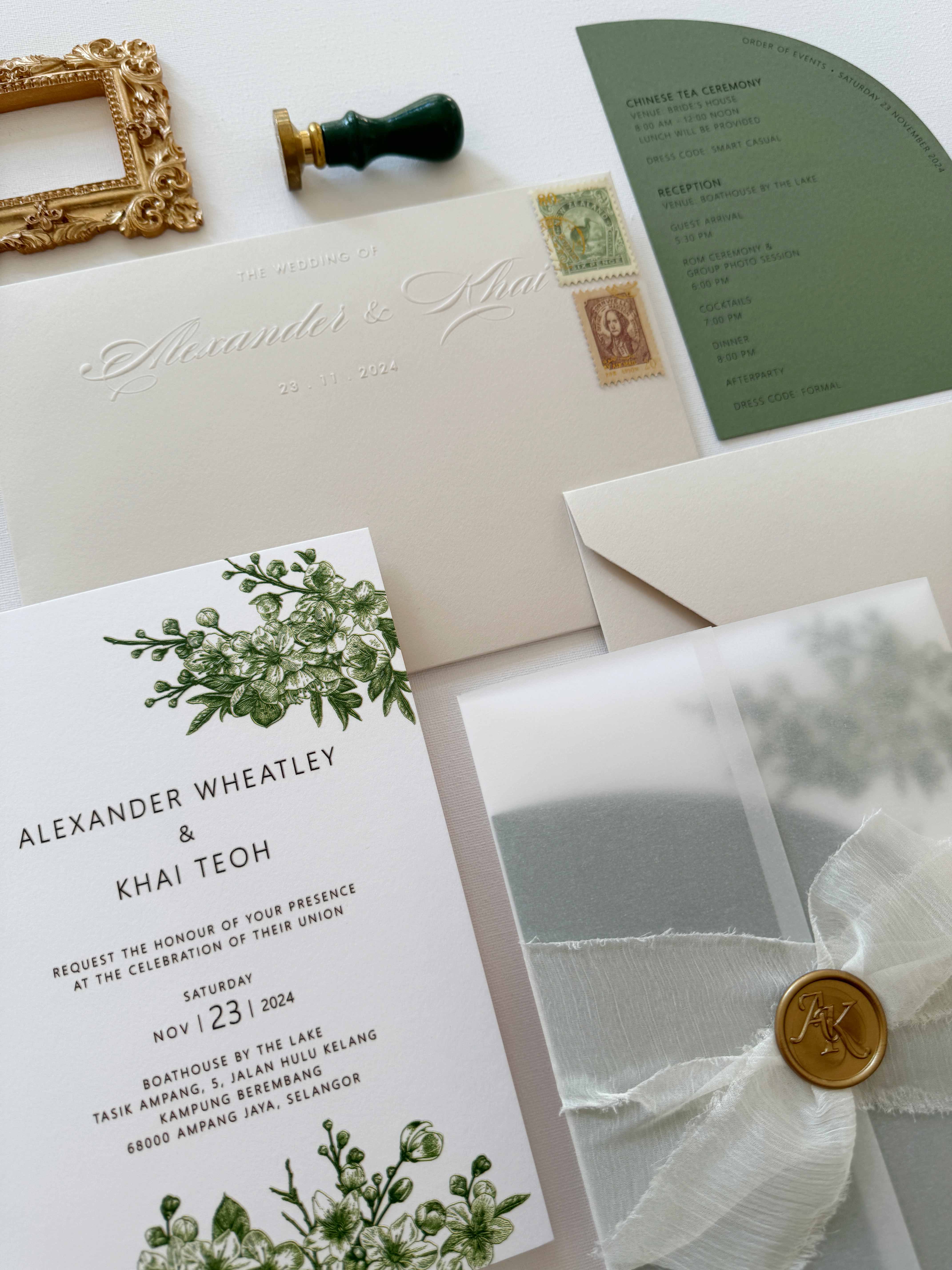 Keepsake Raised Print Wedding Invitation | No. 022 Alexander & Khai