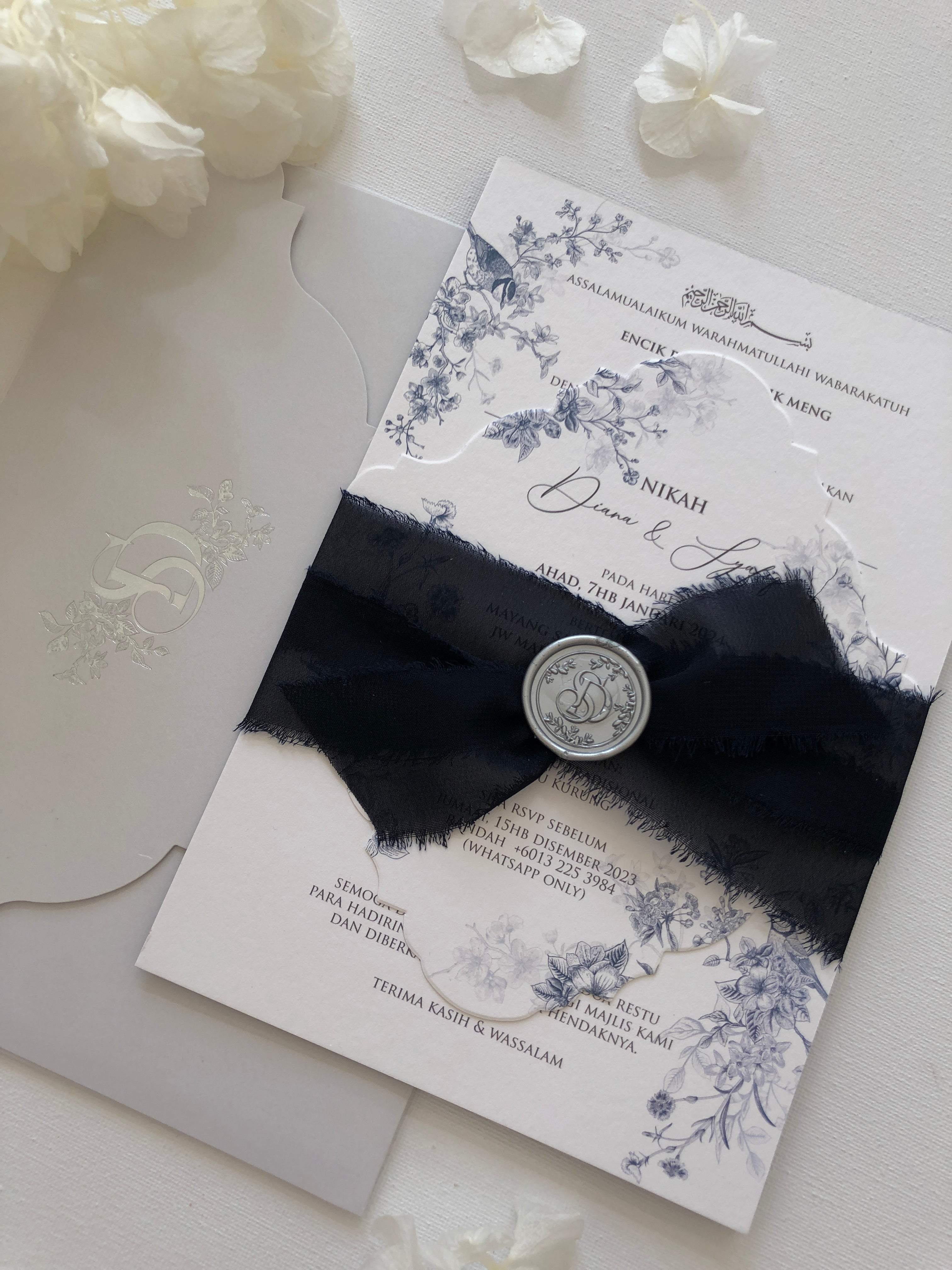 Keepsake Chiffon Ribbon Wedding Invitation | No. 005 Diana & Syafiq