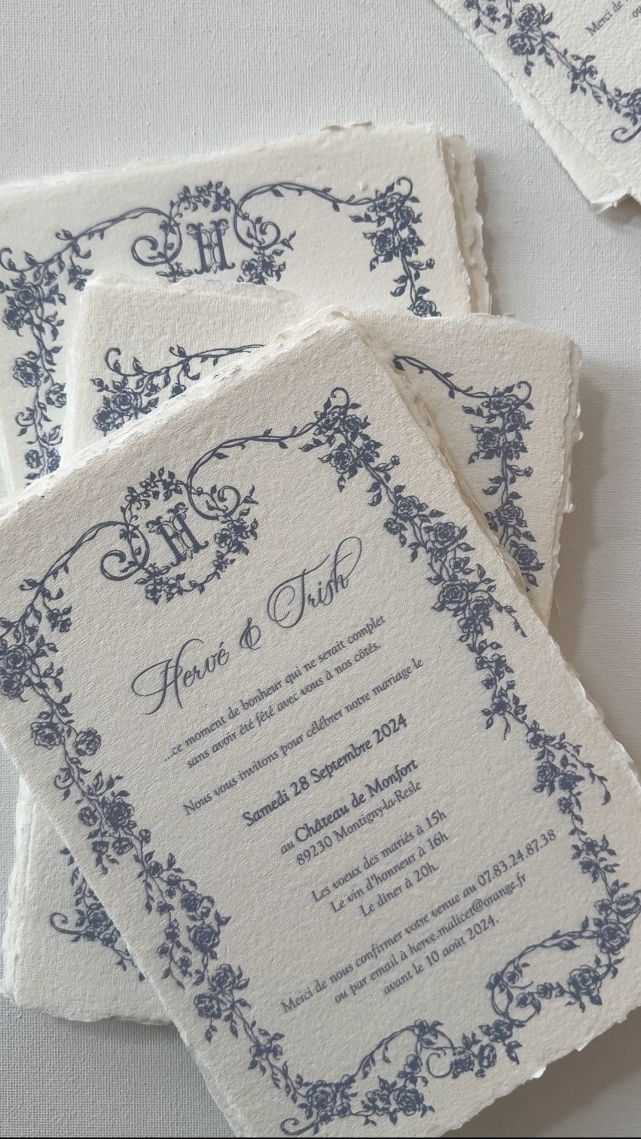 Keepsake Handmade Paper Wedding Invitation | No. 013 Herve & Trish