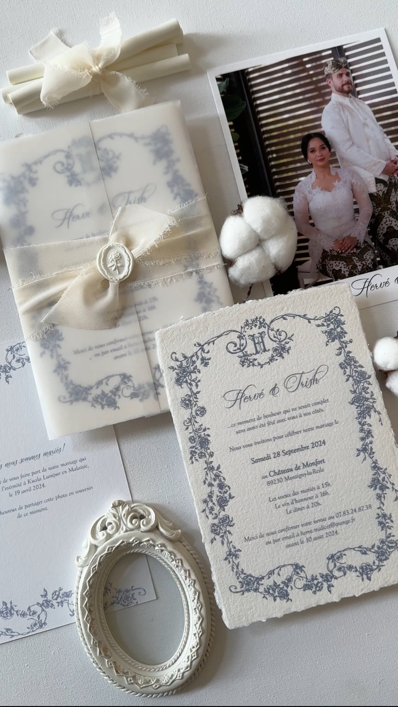 Keepsake Handmade Paper Wedding Invitation | No. 013 Herve & Trish