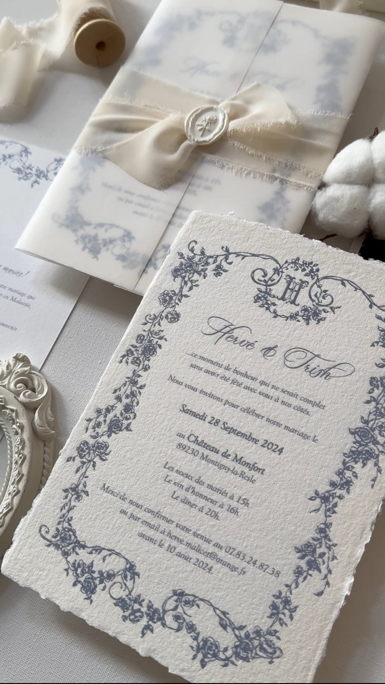 Keepsake Handmade Paper Wedding Invitation | No. 013 Herve & Trish