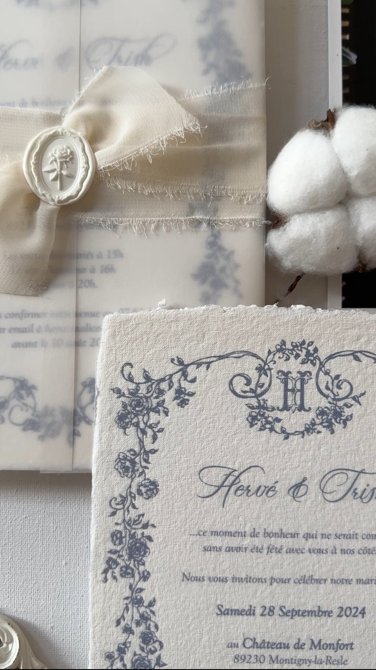 Keepsake Handmade Paper Wedding Invitation | No. 013 Herve & Trish