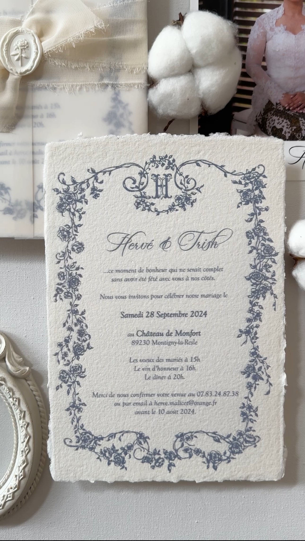 Keepsake Handmade Paper Wedding Invitation | No. 013 Herve & Trish