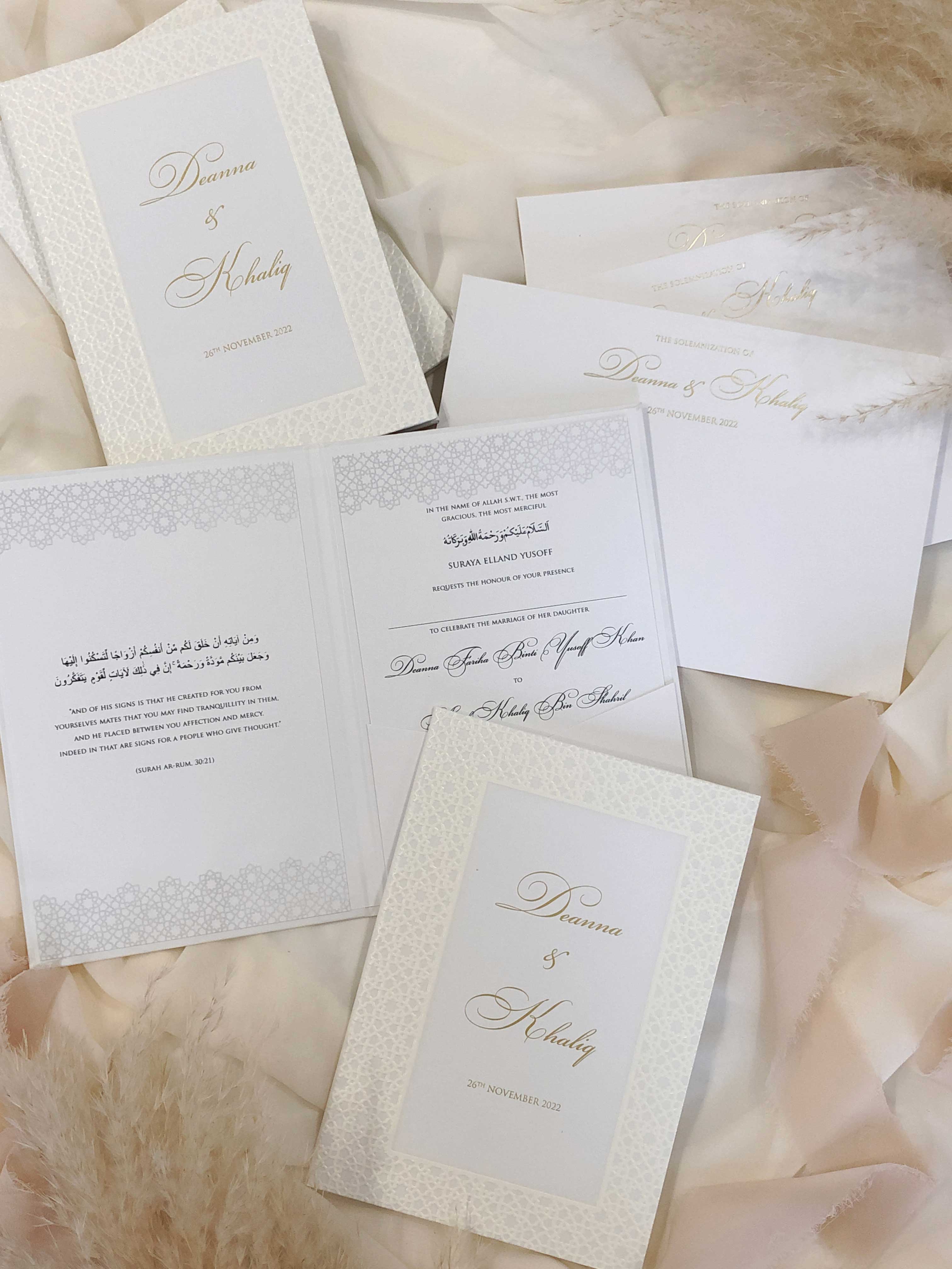 Keepsake Raised Print Hardcover Wedding Invitation | No. 017 Deanna & Khaliq