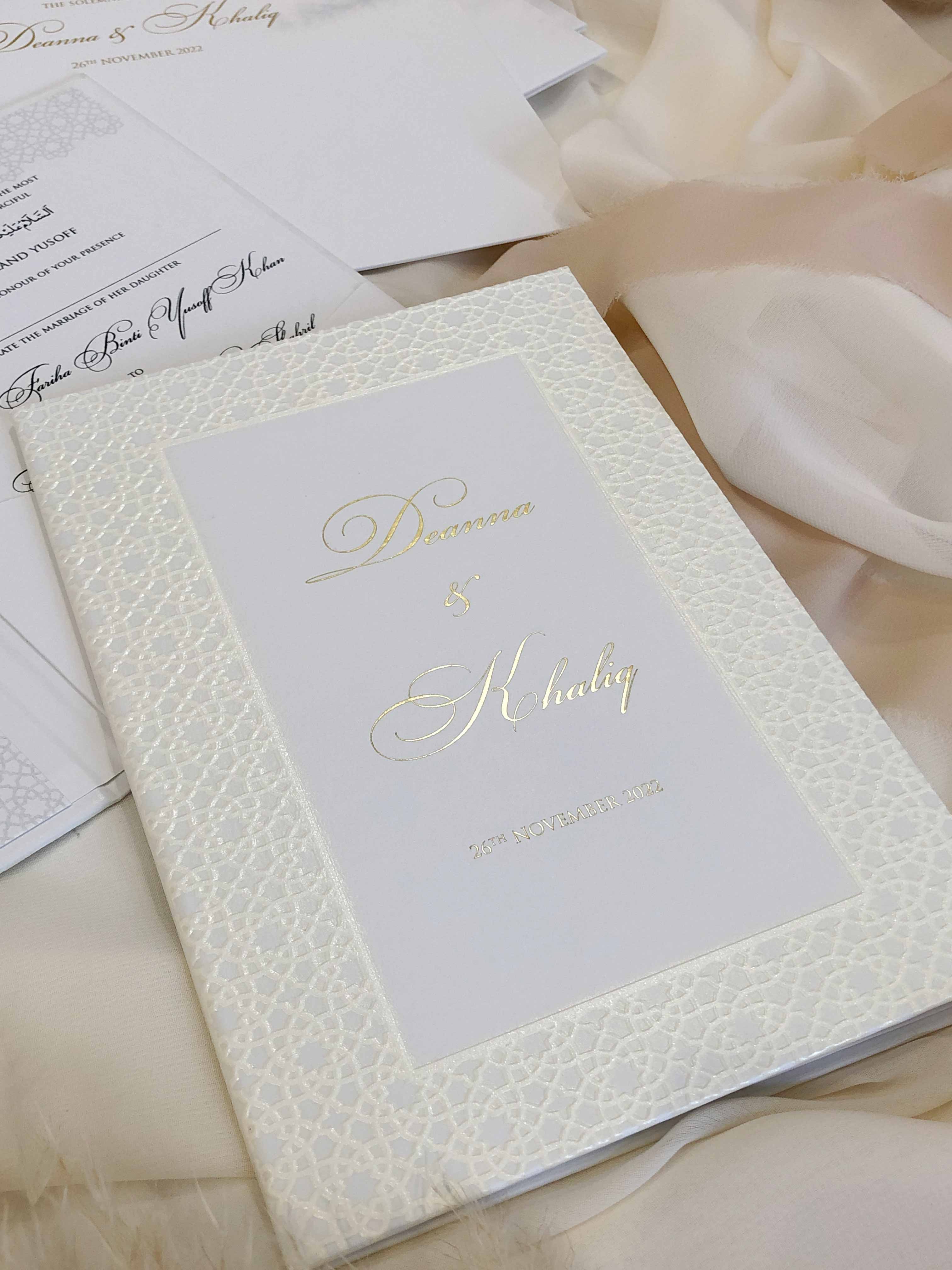 Keepsake Raised Print Hardcover Wedding Invitation | No. 017 Deanna & Khaliq