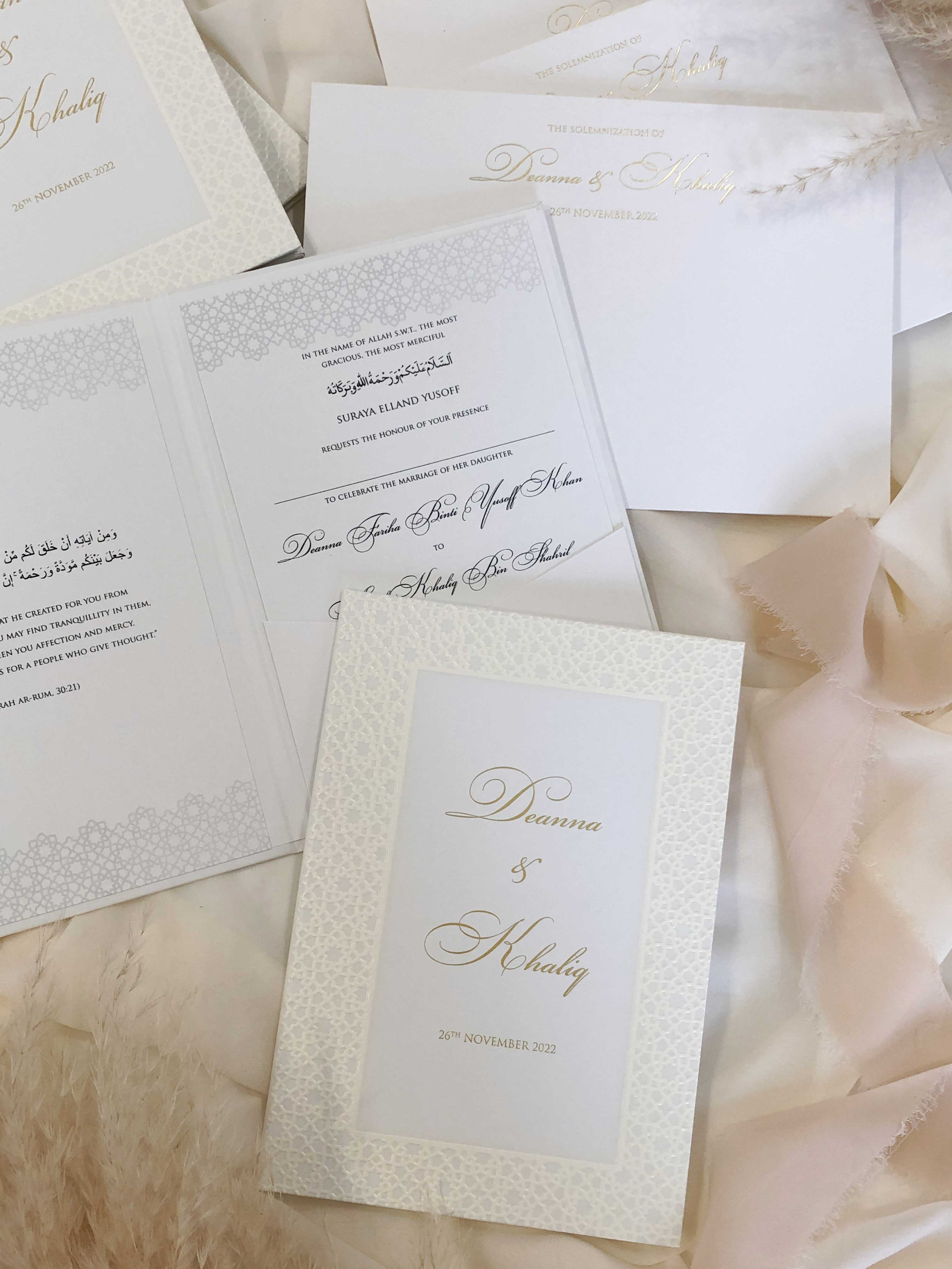 Keepsake Raised Print Hardcover Wedding Invitation | No. 017 Deanna & Khaliq