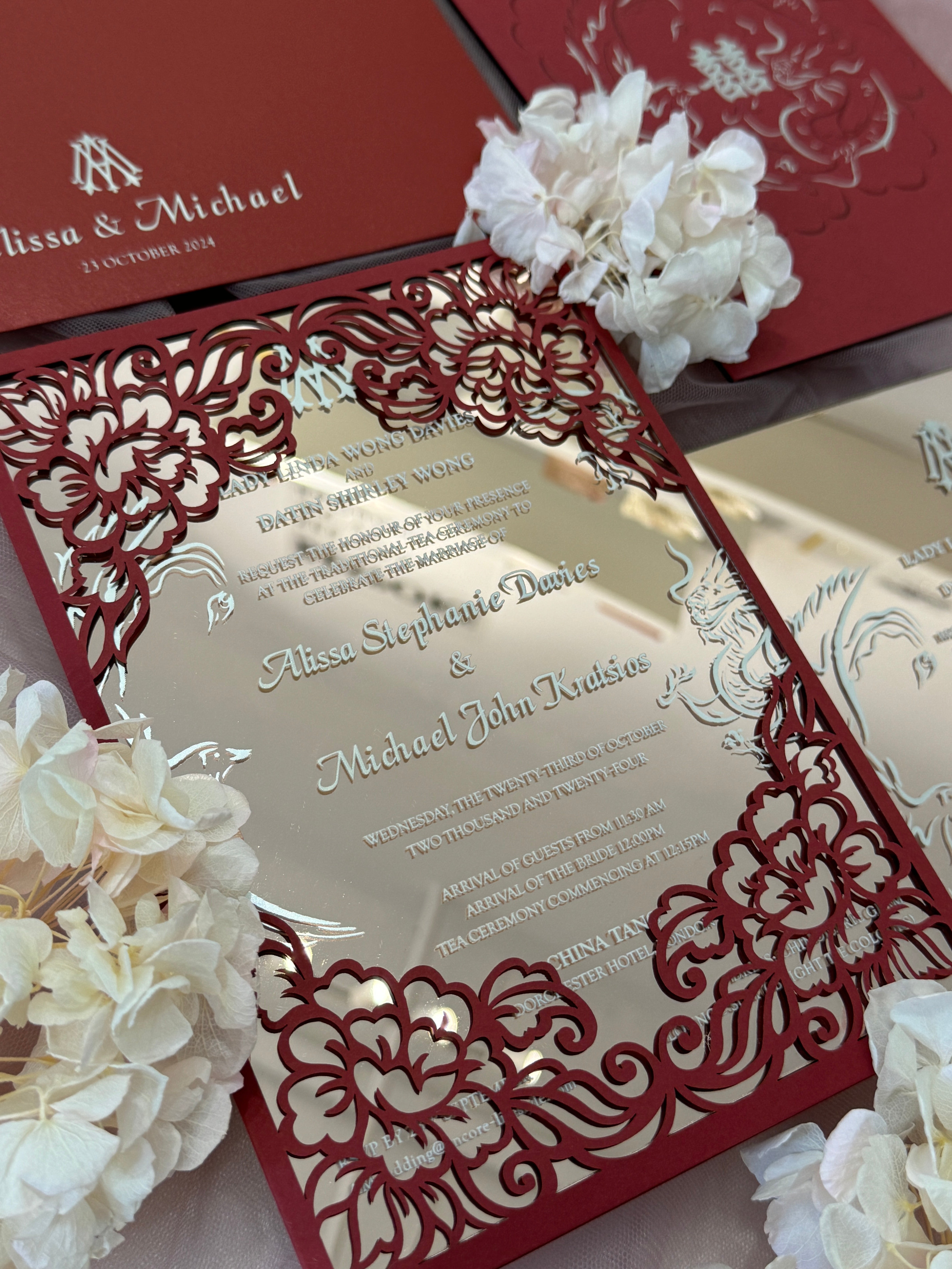 Keepsake Mirror Acrylic Wedding Invitation | No. 015 Alissa & Michael