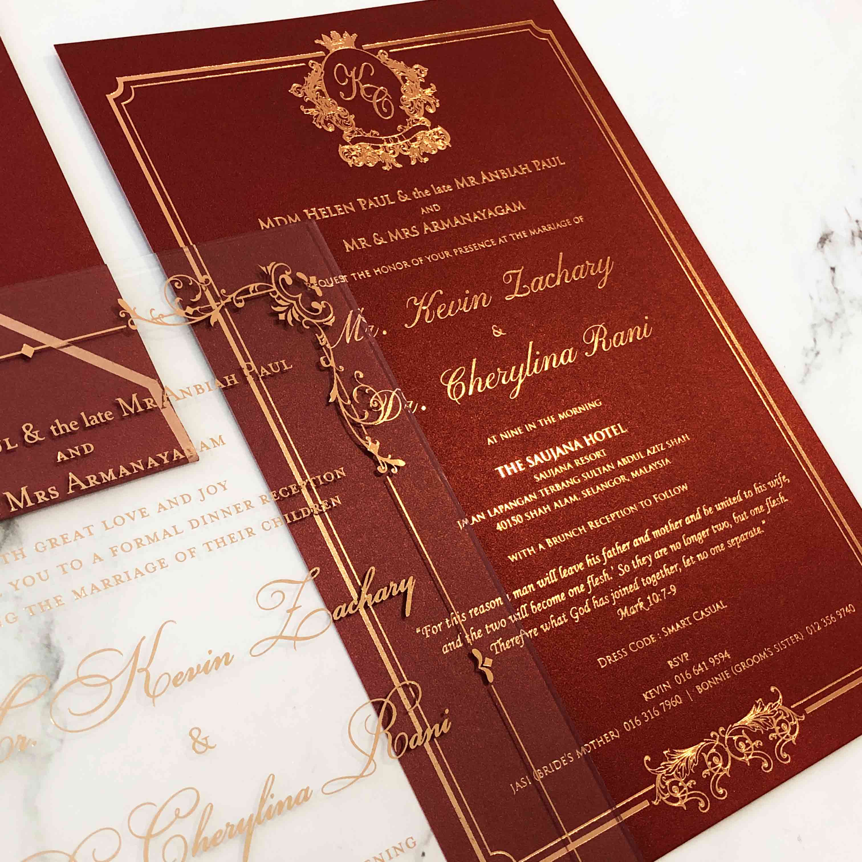 Keepsake Acrylic Wedding Invitation | No. 029 Kevin & Cherylina