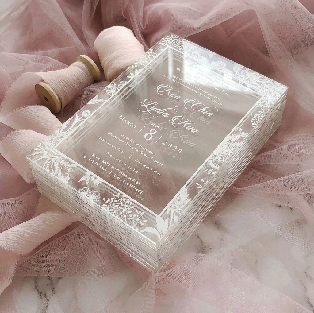 Acrylic Wedding Invitation (White Ink)