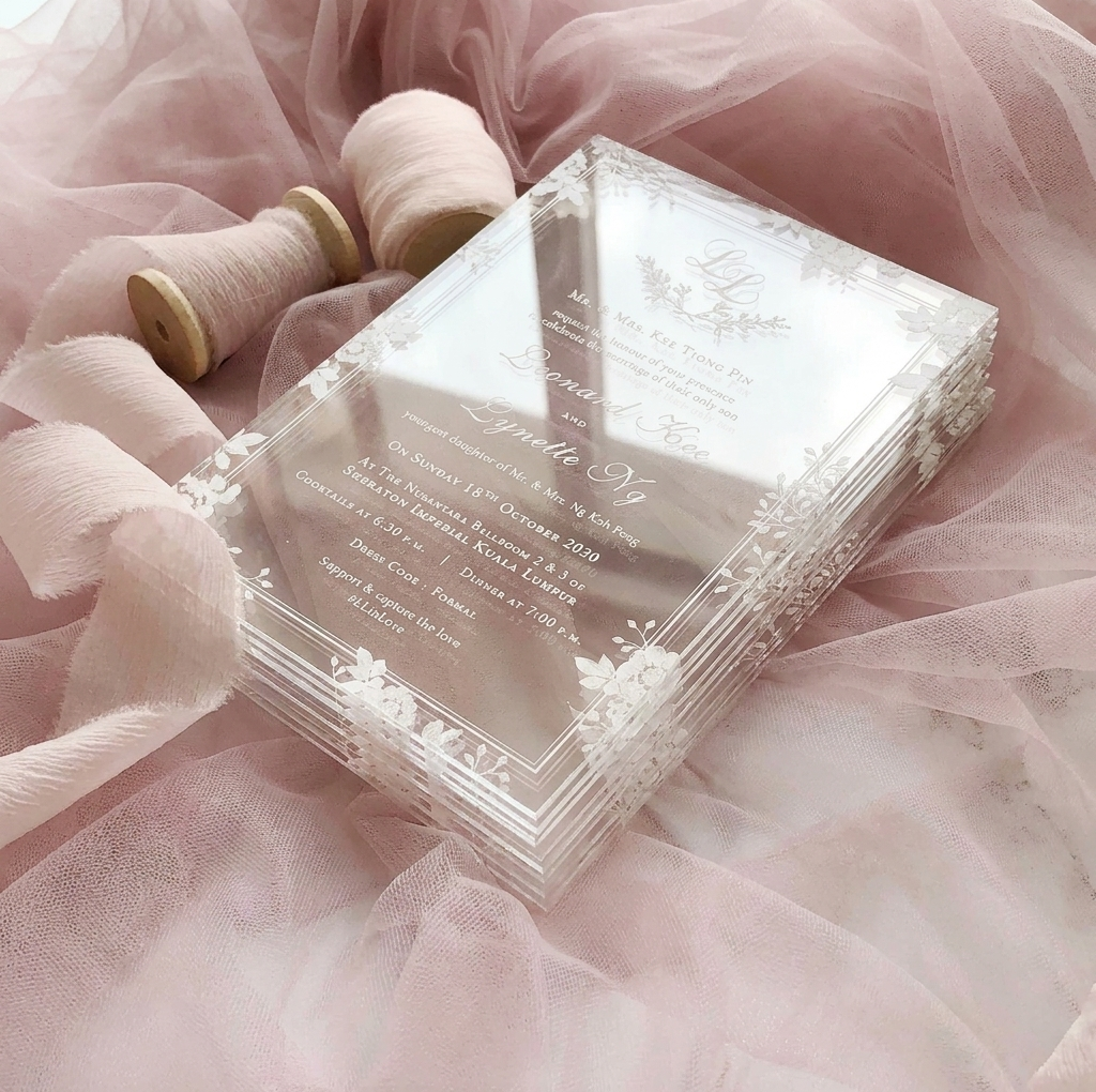 Acrylic Wedding Invitation (White Ink)