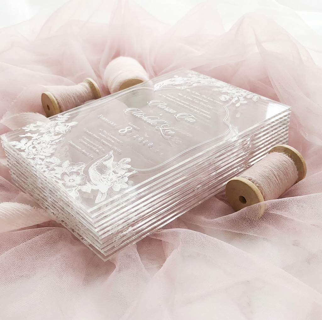 Acrylic Wedding Invitation (White Ink)