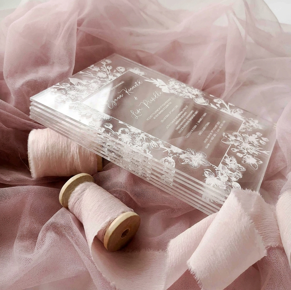 Acrylic Wedding Invitation (White Ink)