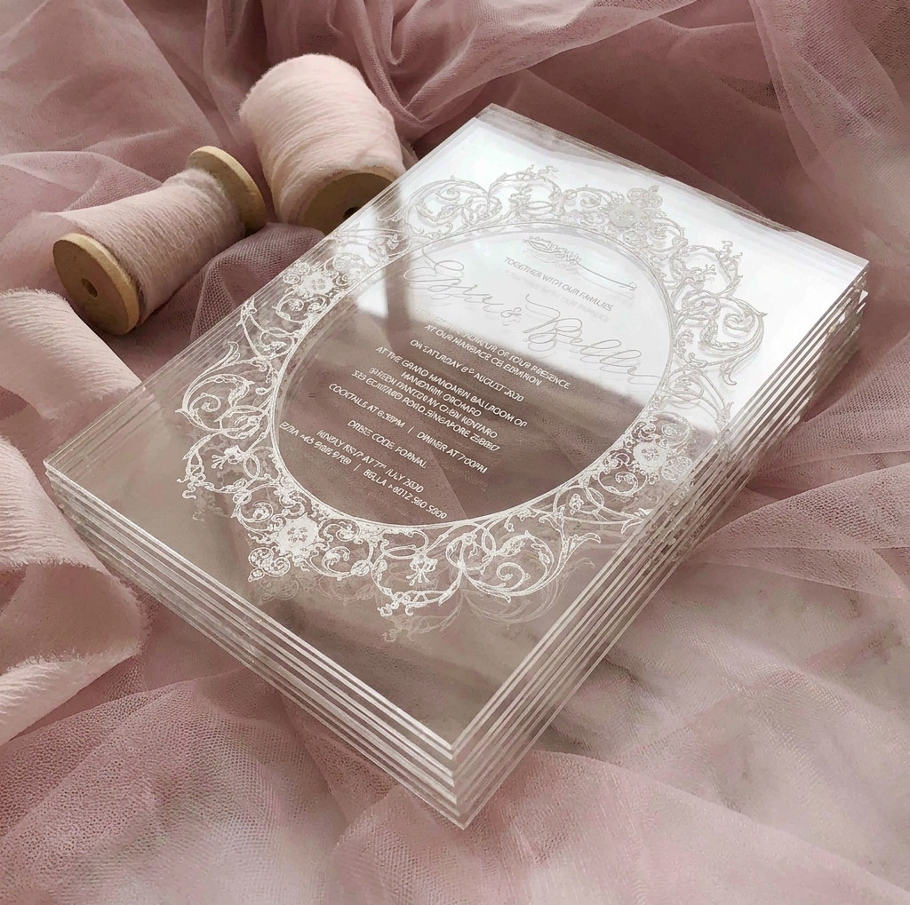 Acrylic Wedding Invitation (White Ink)