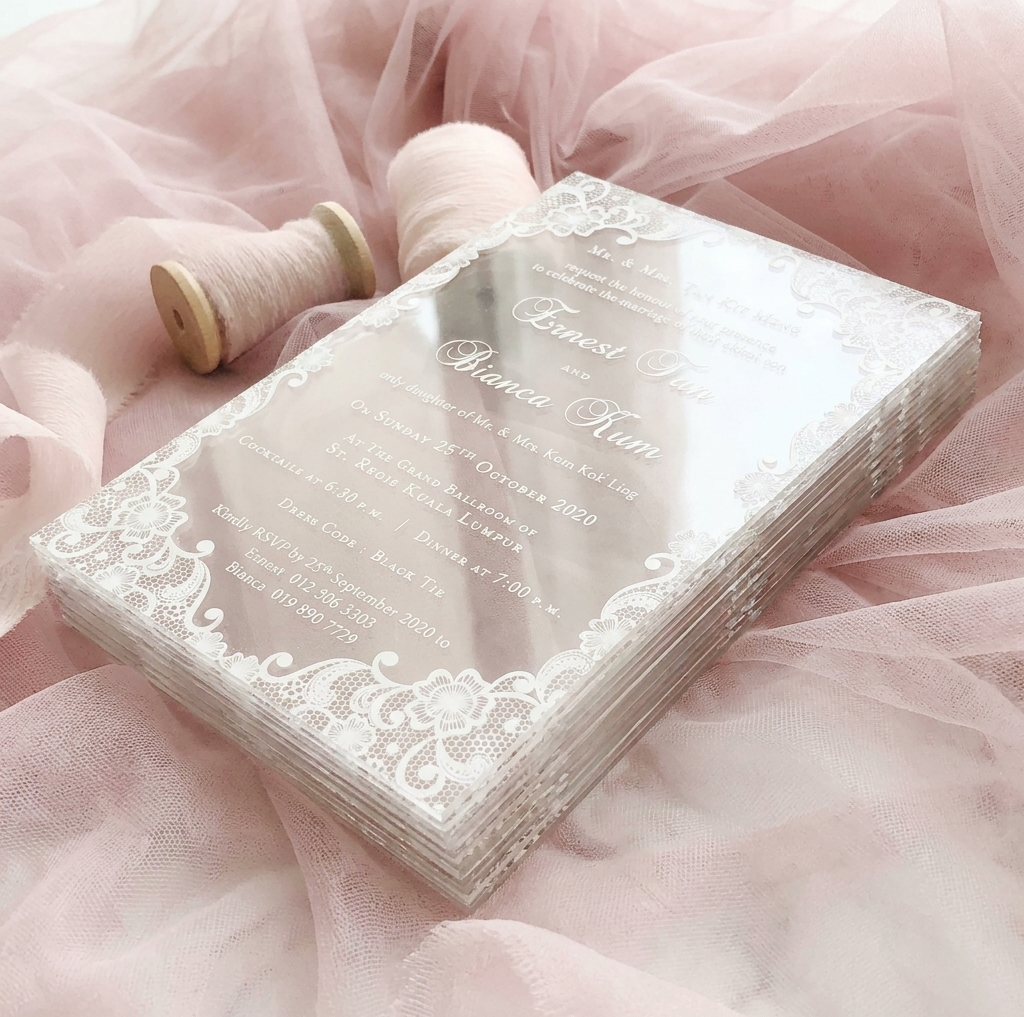 Acrylic Wedding Invitation (White Ink)