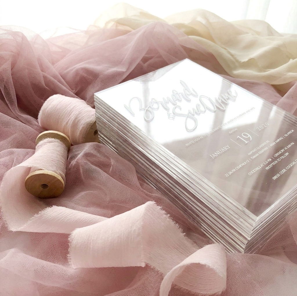 Acrylic Wedding Invitation (White Ink)