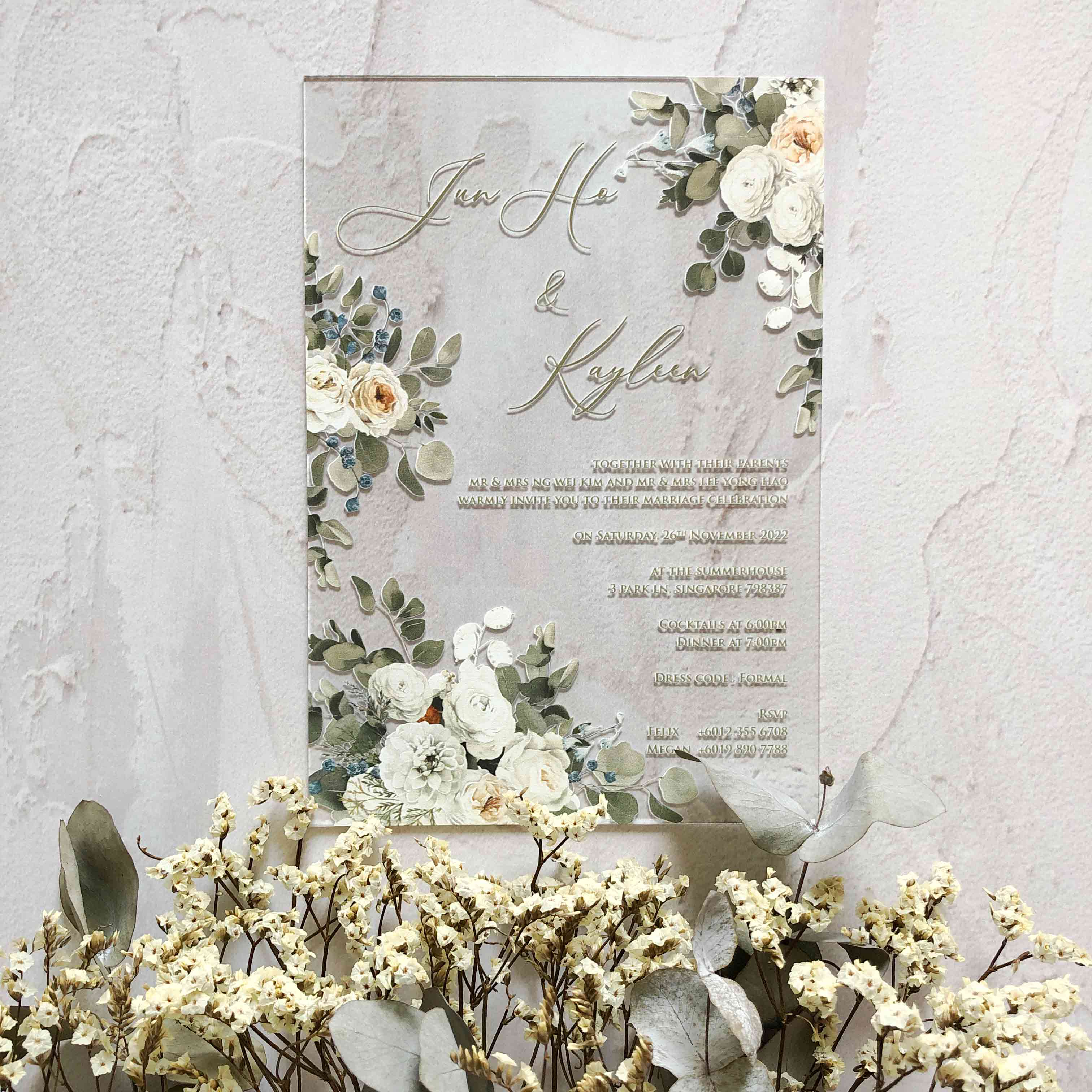 Acrylic Wedding Invitation (ELEGANT COLOUR)