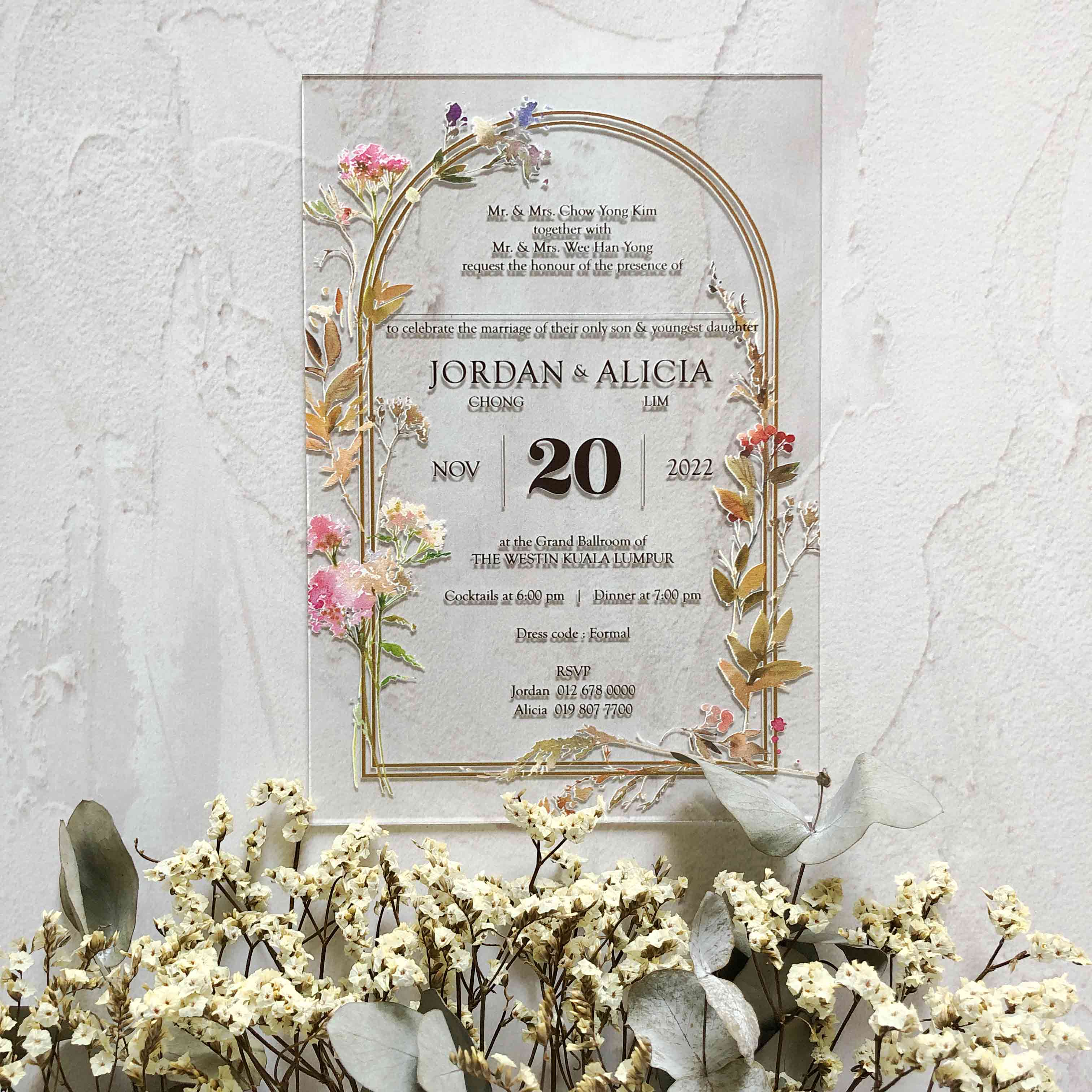 Acrylic Wedding Invitation (ELEGANT COLOUR)