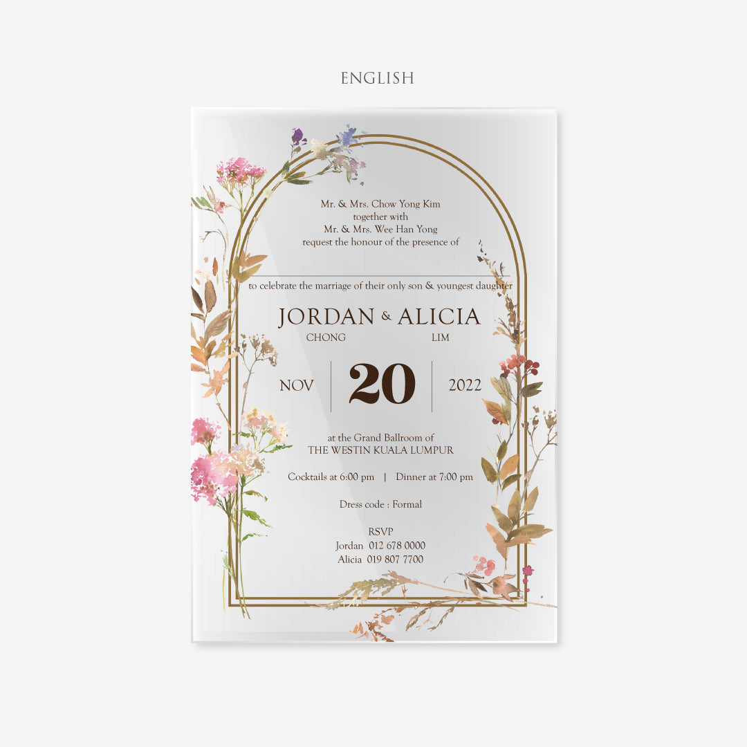 Acrylic Wedding Invitation (ELEGANT COLOUR)