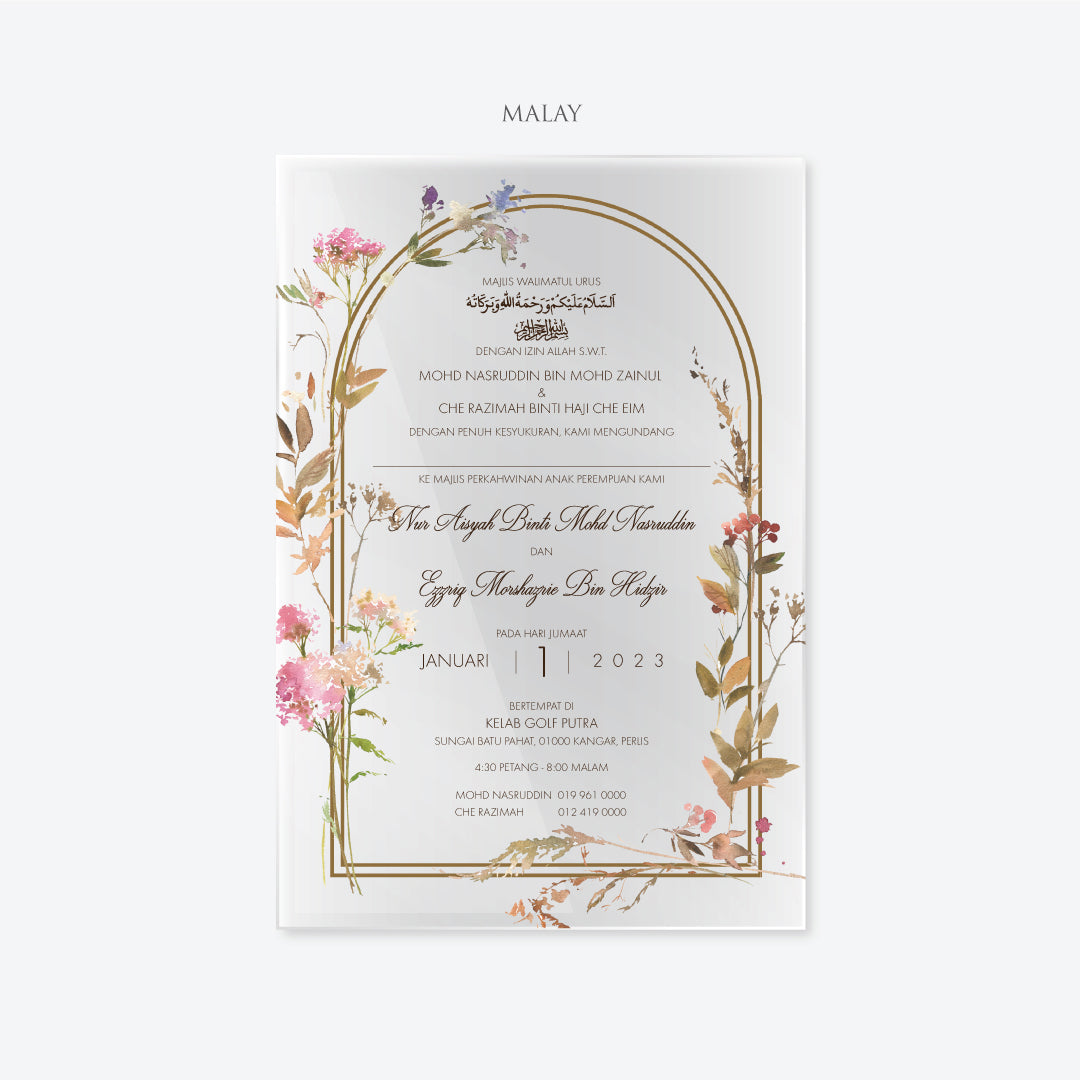 Acrylic Wedding Invitation (ELEGANT COLOUR)