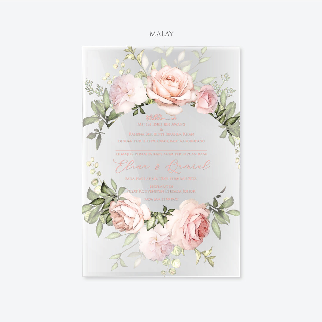 Acrylic Wedding Invitation (ELEGANT COLOUR)