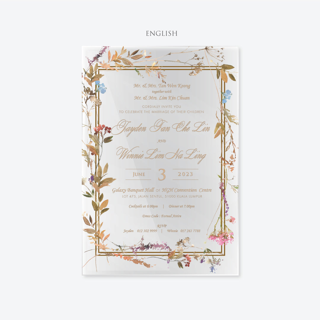 Acrylic Wedding Invitation (ELEGANT COLOUR)