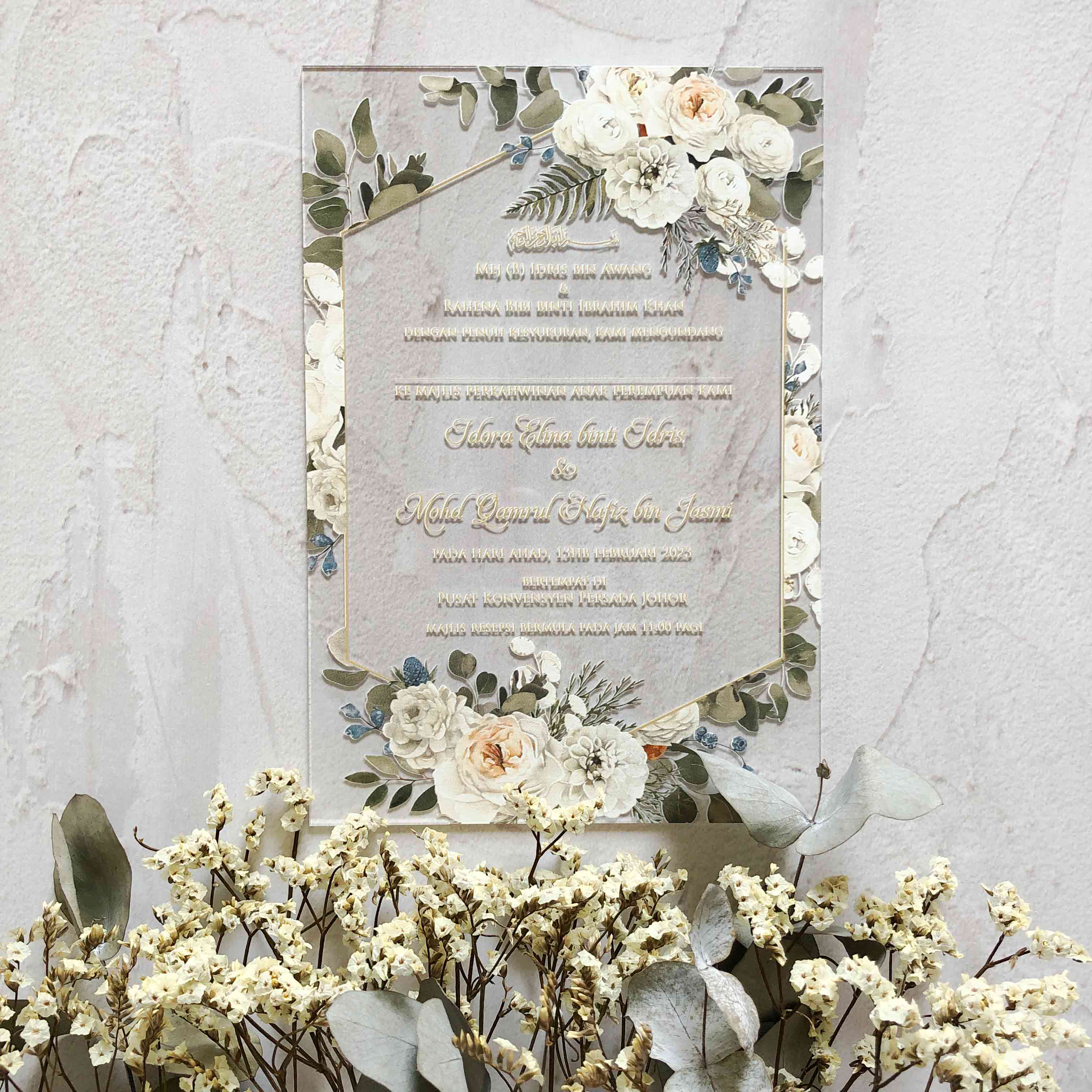 Acrylic Wedding Invitation (ELEGANT COLOUR)