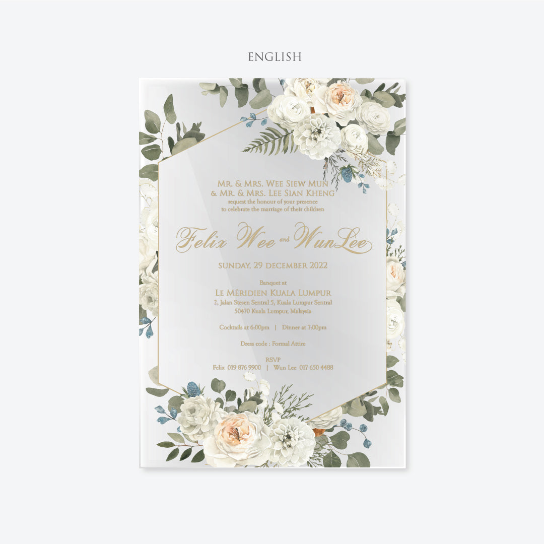 Acrylic Wedding Invitation (ELEGANT COLOUR)