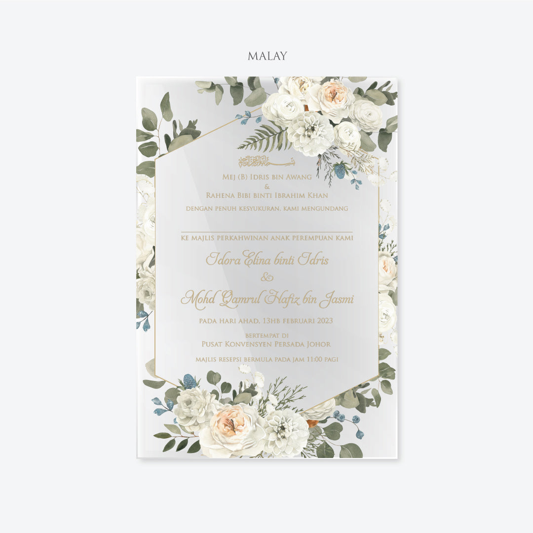 Acrylic Wedding Invitation (ELEGANT COLOUR)