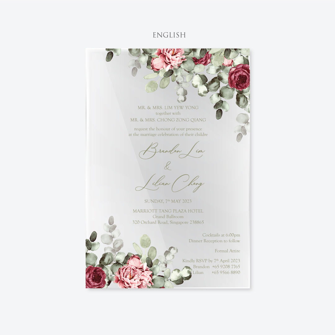 Acrylic Wedding Invitation (ELEGANT COLOUR)