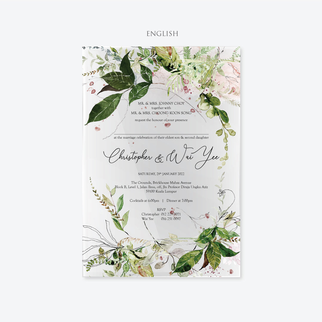 Acrylic Wedding Invitation (ELEGANT COLOUR)